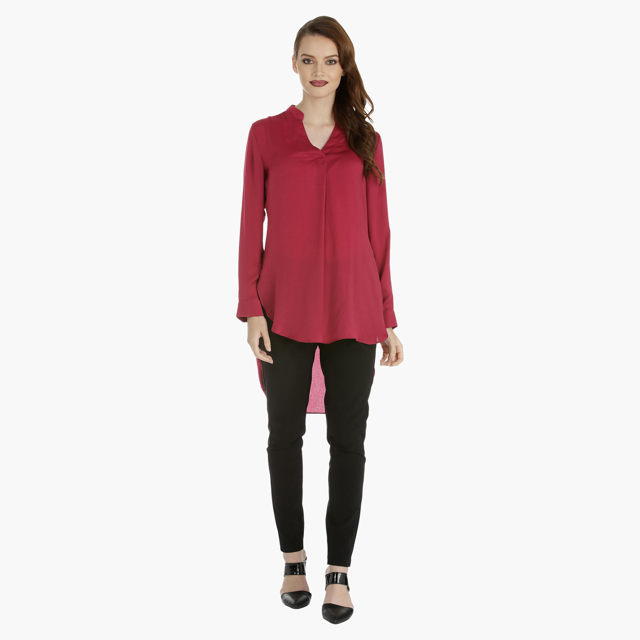 High Low Top with Long Sleeves-women-clothing-shirtsandblouses-blouses-image-1