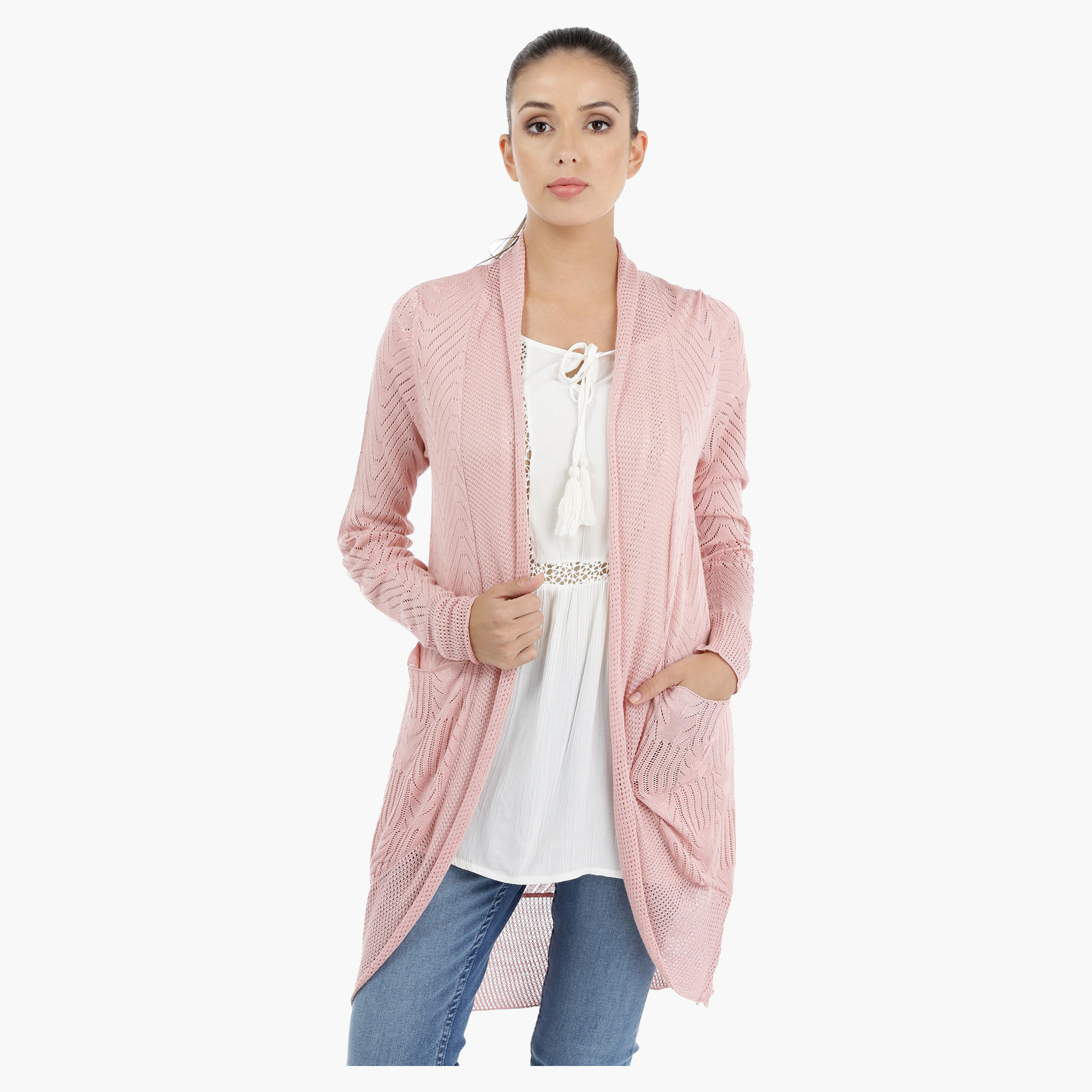 Long Lace Shrug with Long Sleeves-women-winterwear-cardigansandjumpers-cardigans-image-1