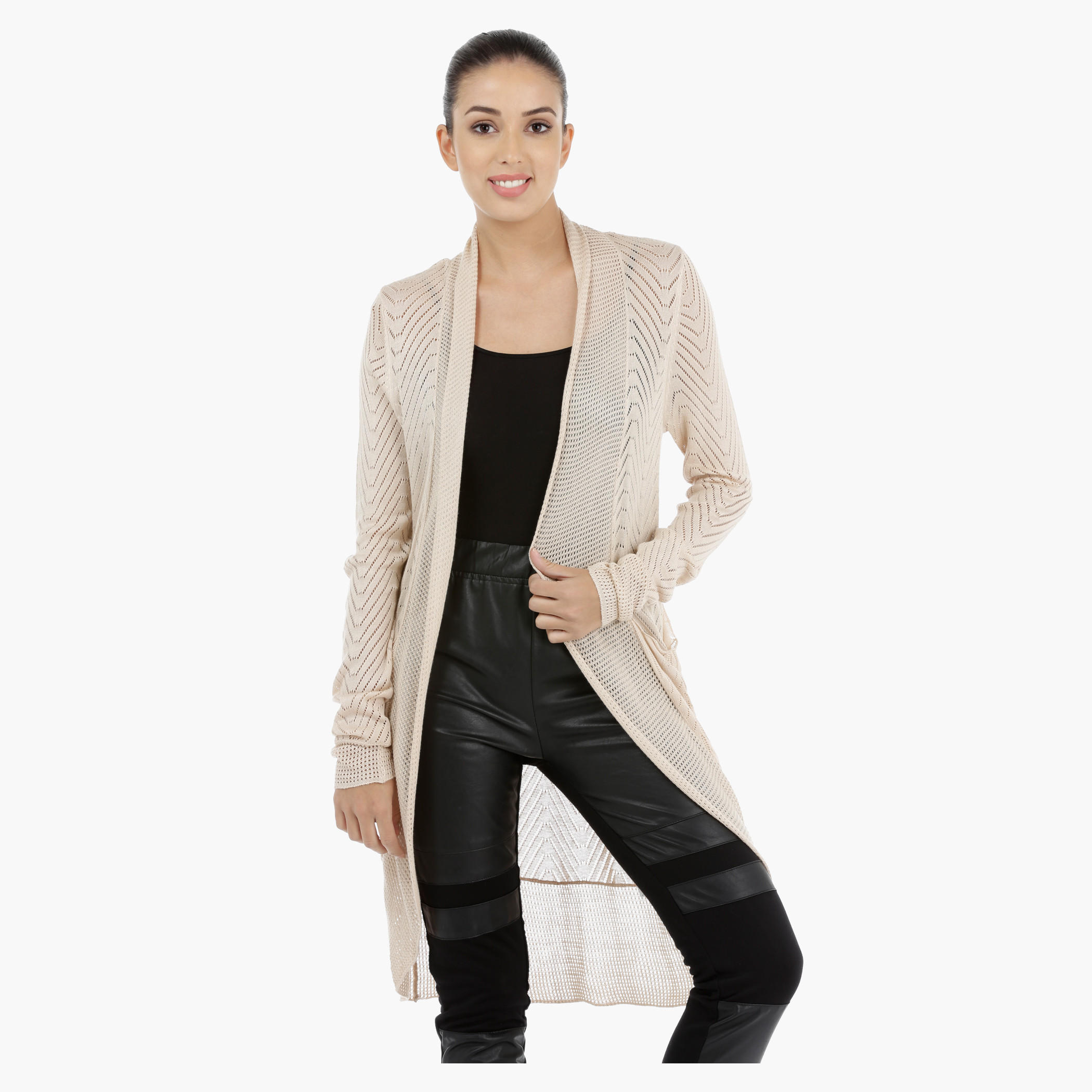 Barbie Knitted Shrug with Long Sleeves-women-winterwear-cardigansandjumpers-cardigans-image-1