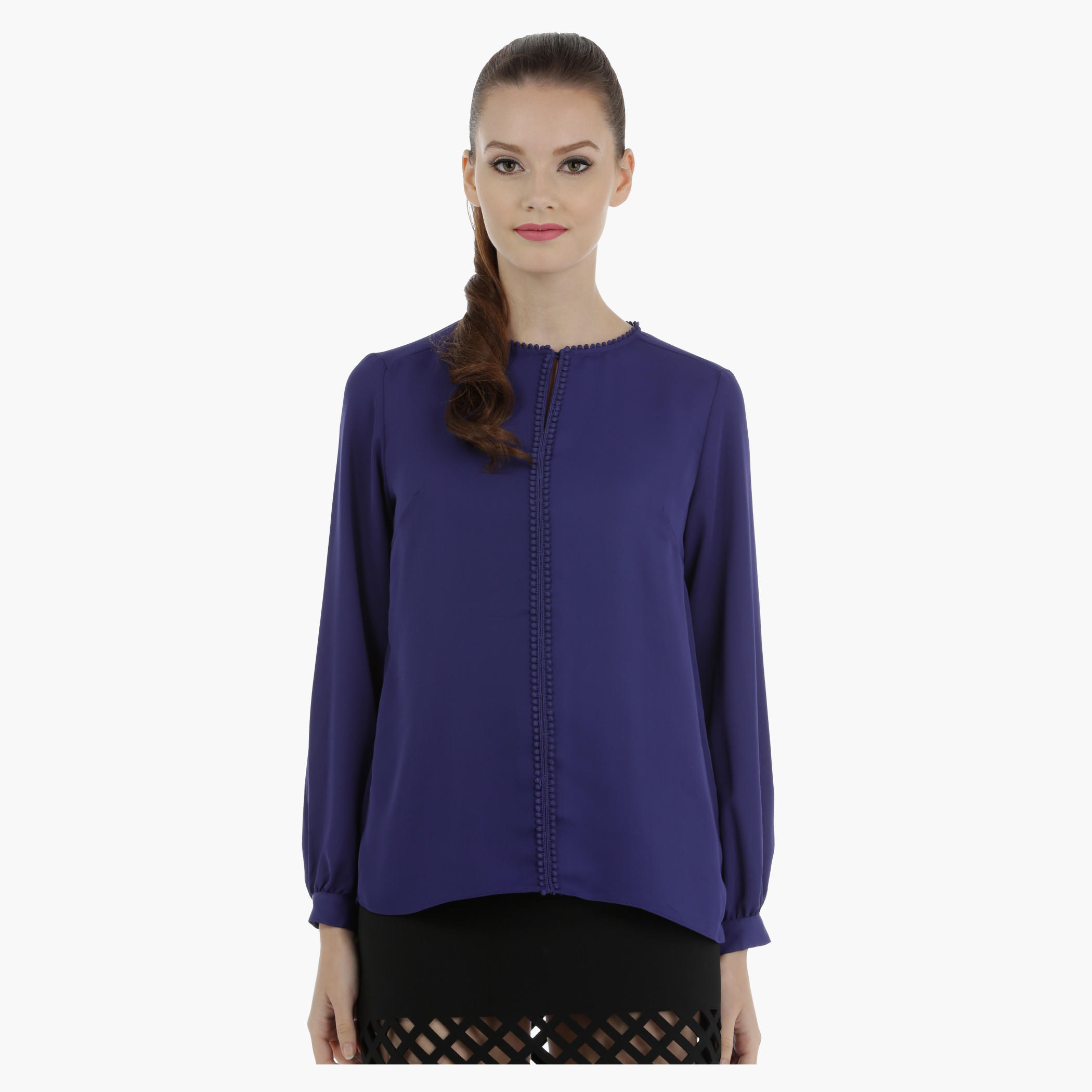 V-Neck Blouse with Lace Detailing-women-clothing-shirtsandblouses-blouses-image-1