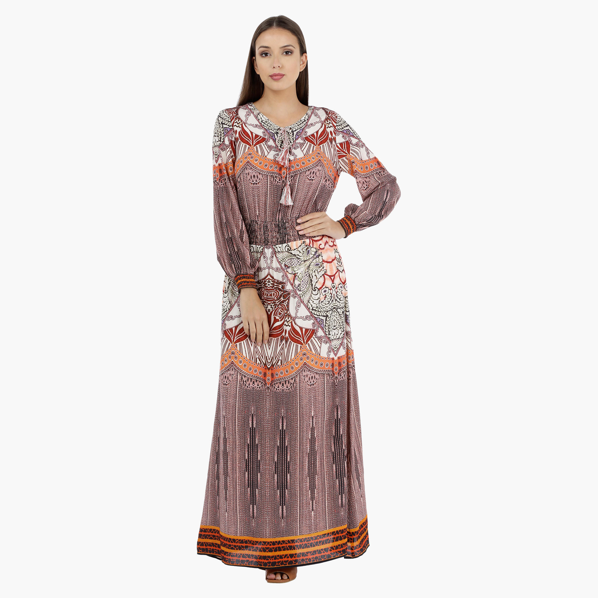 Printed Maxi Dress with Long Sleeves-women-clothing-dresses-image-1