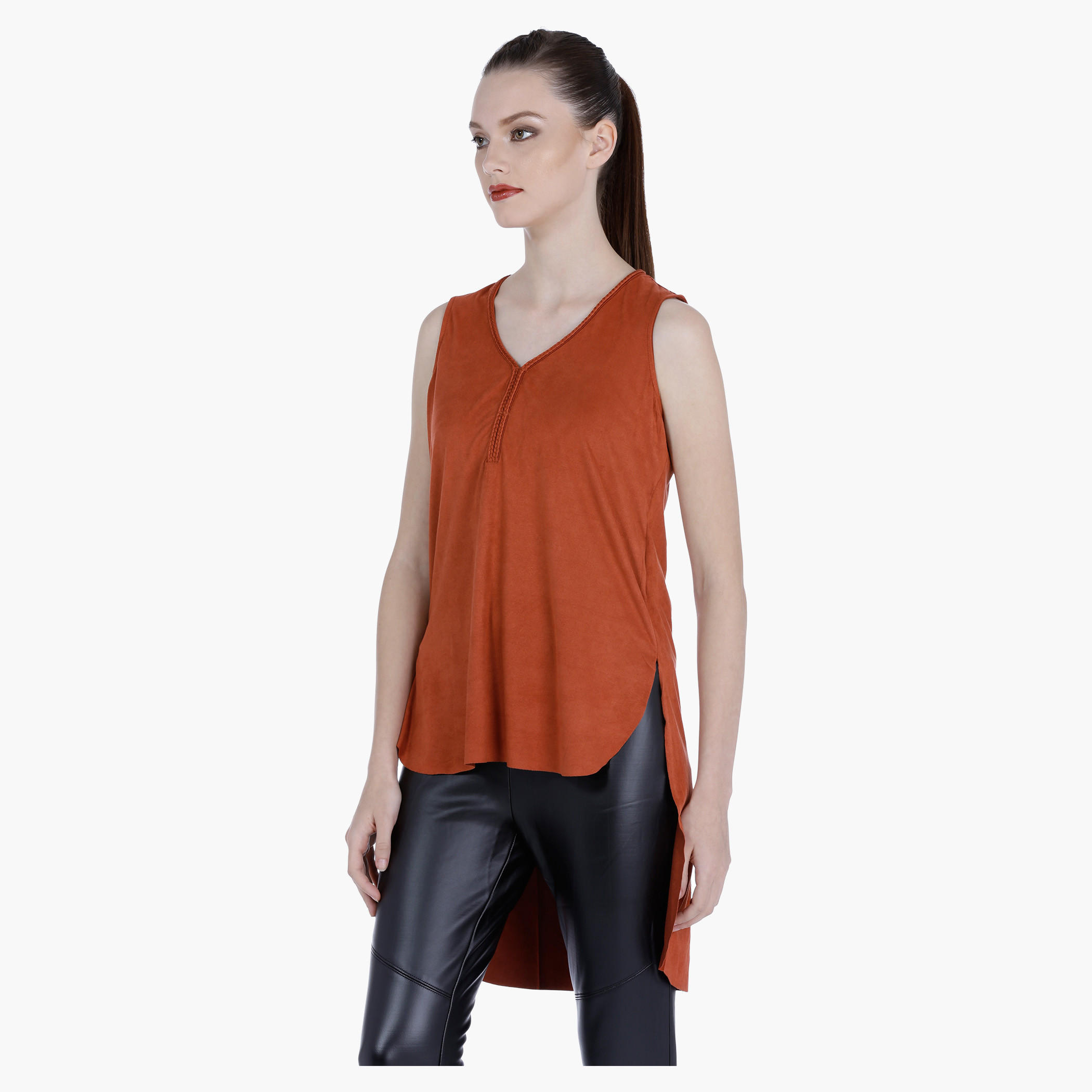 Sleeveless V-Neck Top with High Low Hem-women-clothing-shirtsandblouses-blouses-image-3