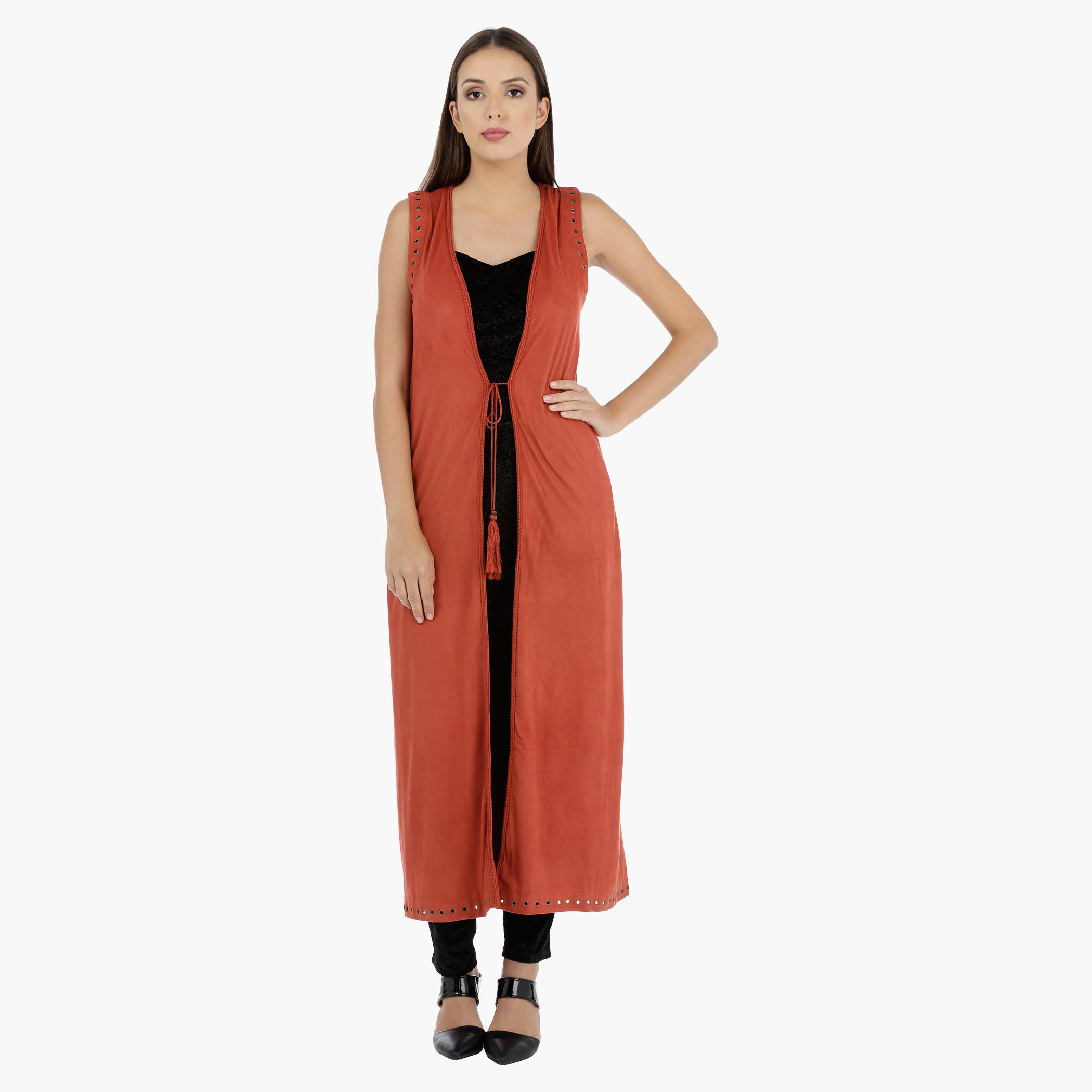 Long Sleeveless Outer Wear with Eyelet Detailing-women-clothing-shirtsandblouses-blouses-image-1