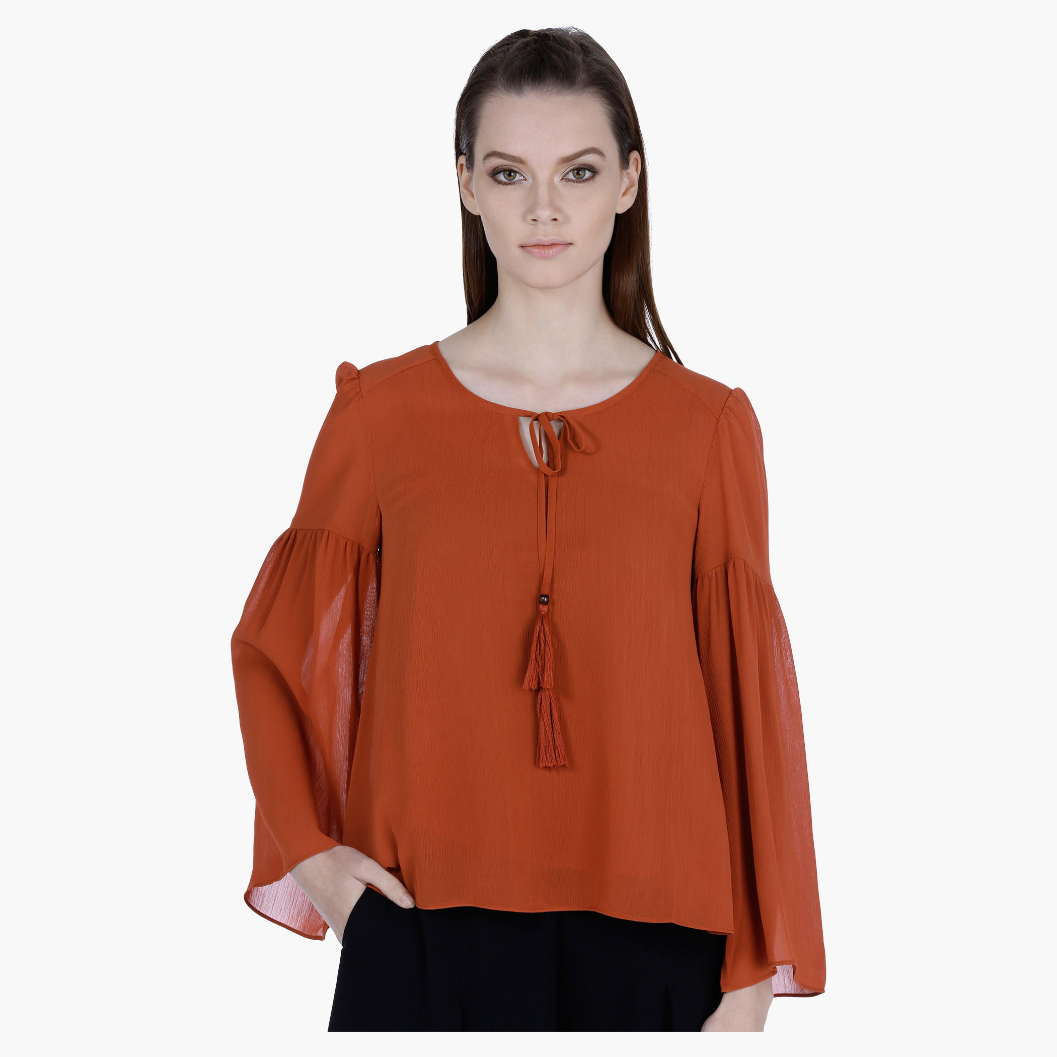 Tasseled Full-sleeved Blouse-women-clothing-shirtsandblouses-blouses-image-1