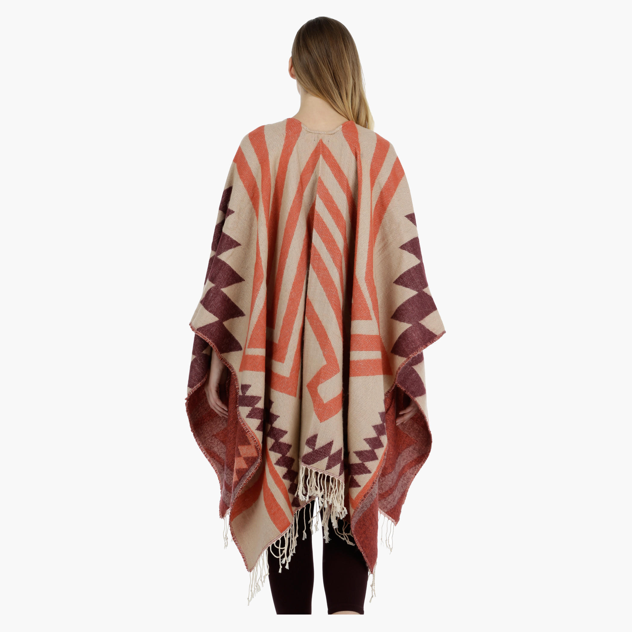 Printed Cape with Fringe Trims-women-winterwear-cardigansandjumpers-cardigans-image-2
