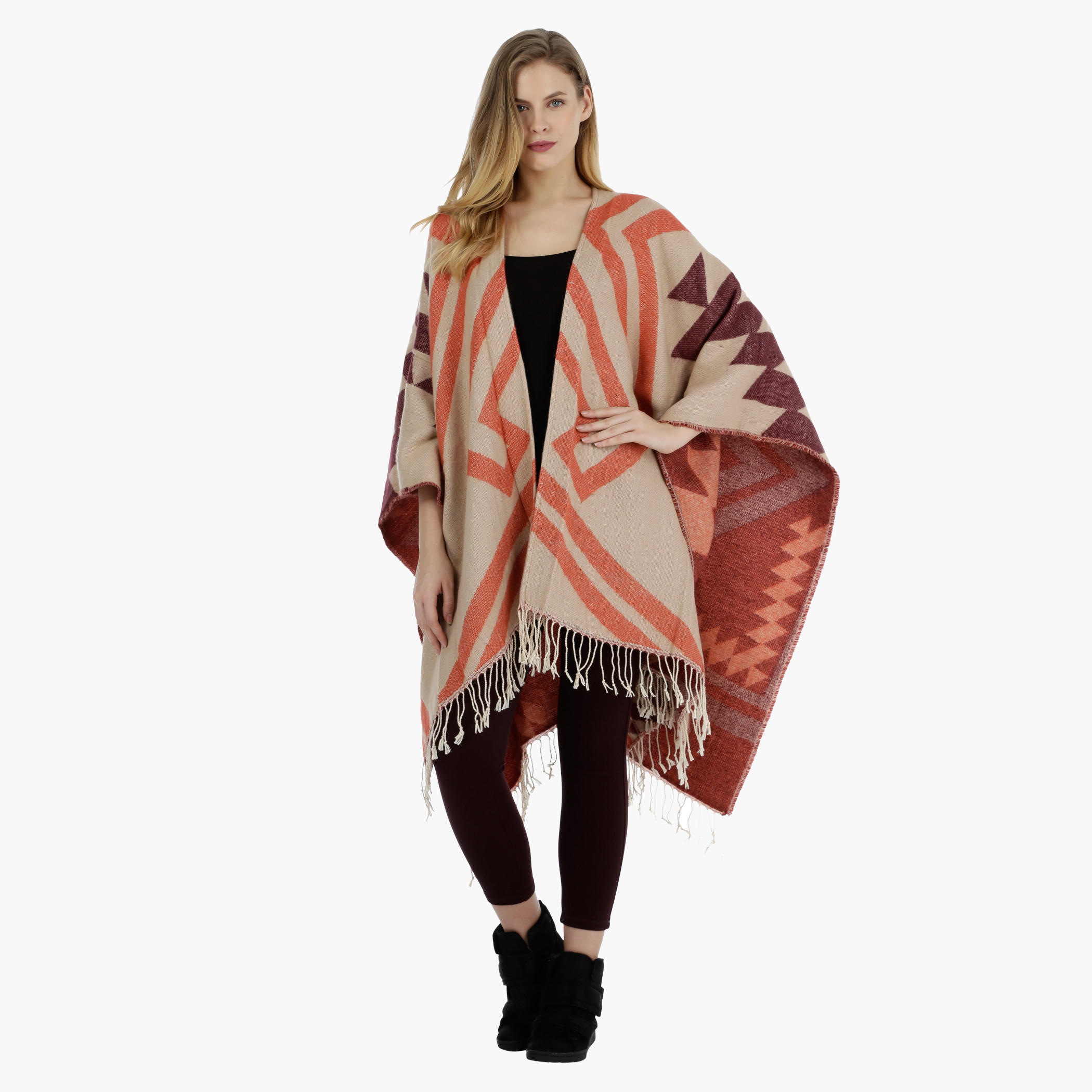 Printed Cape with Fringe Trims-women-winterwear-cardigansandjumpers-cardigans-image-5