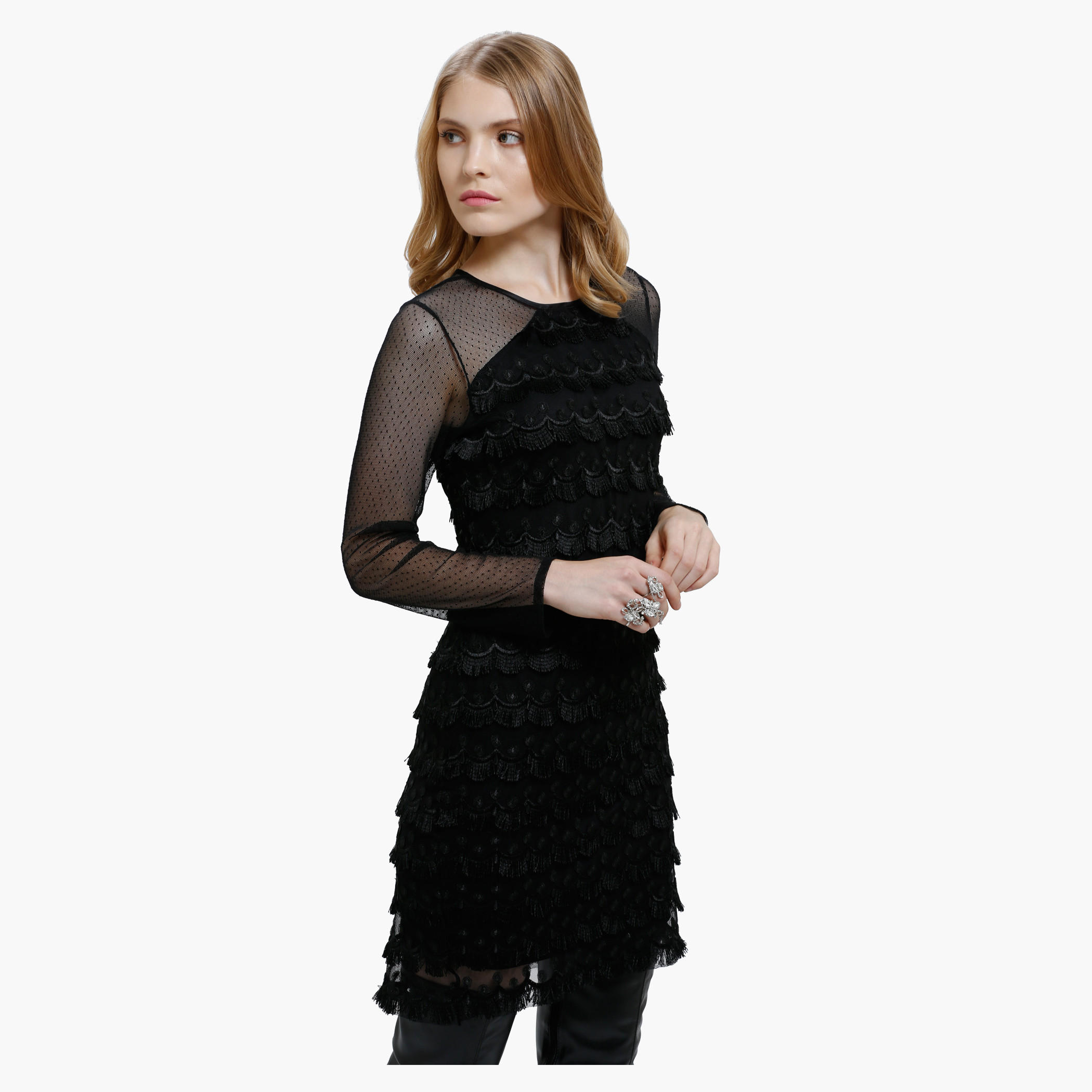 Short Dress with Lace detail and Long Sleeves-women-clothing-dresses-image-3