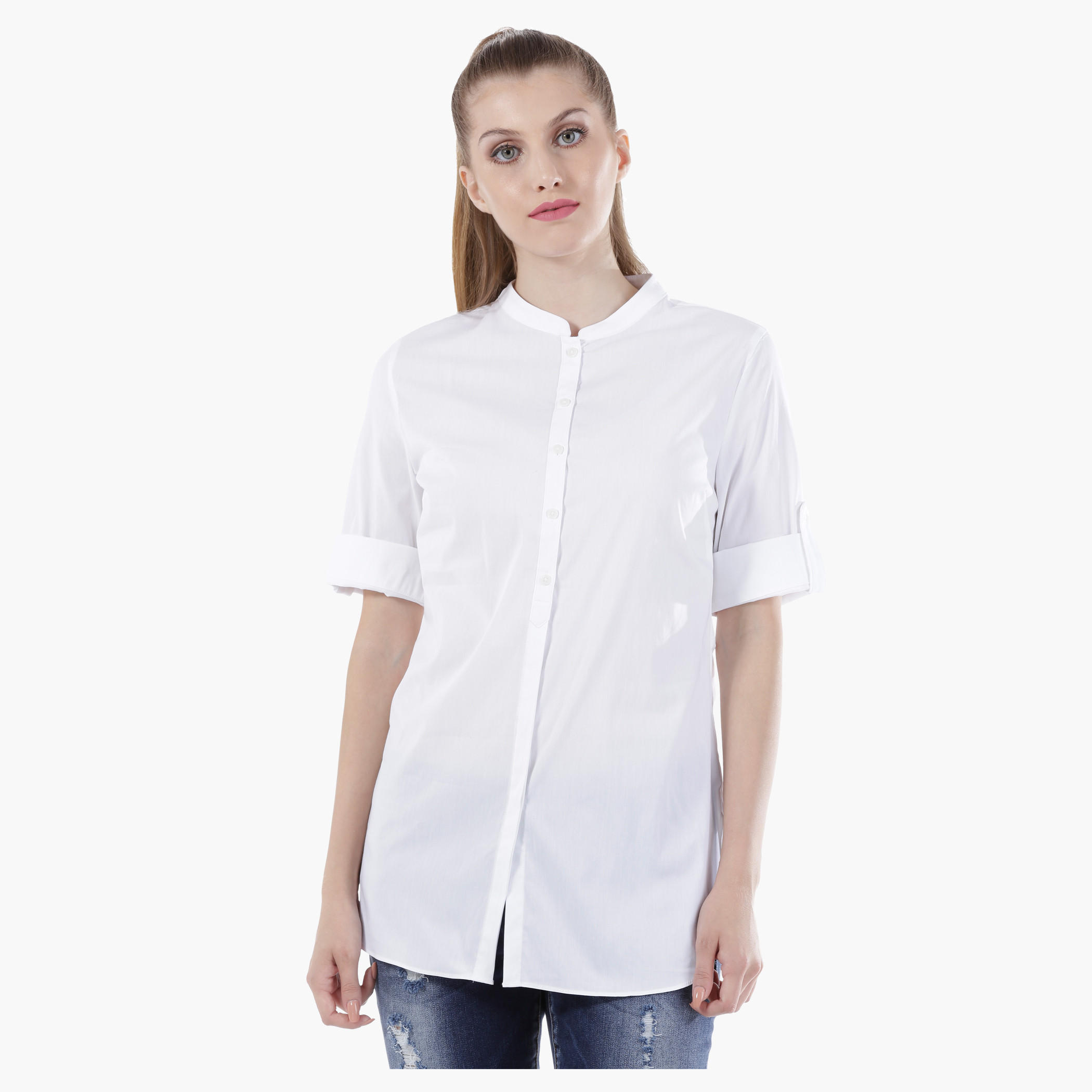 Shirt with 3/4th Sleeves in Regular Fit-women-clothing-shirtsandblouses-blouses-image-2