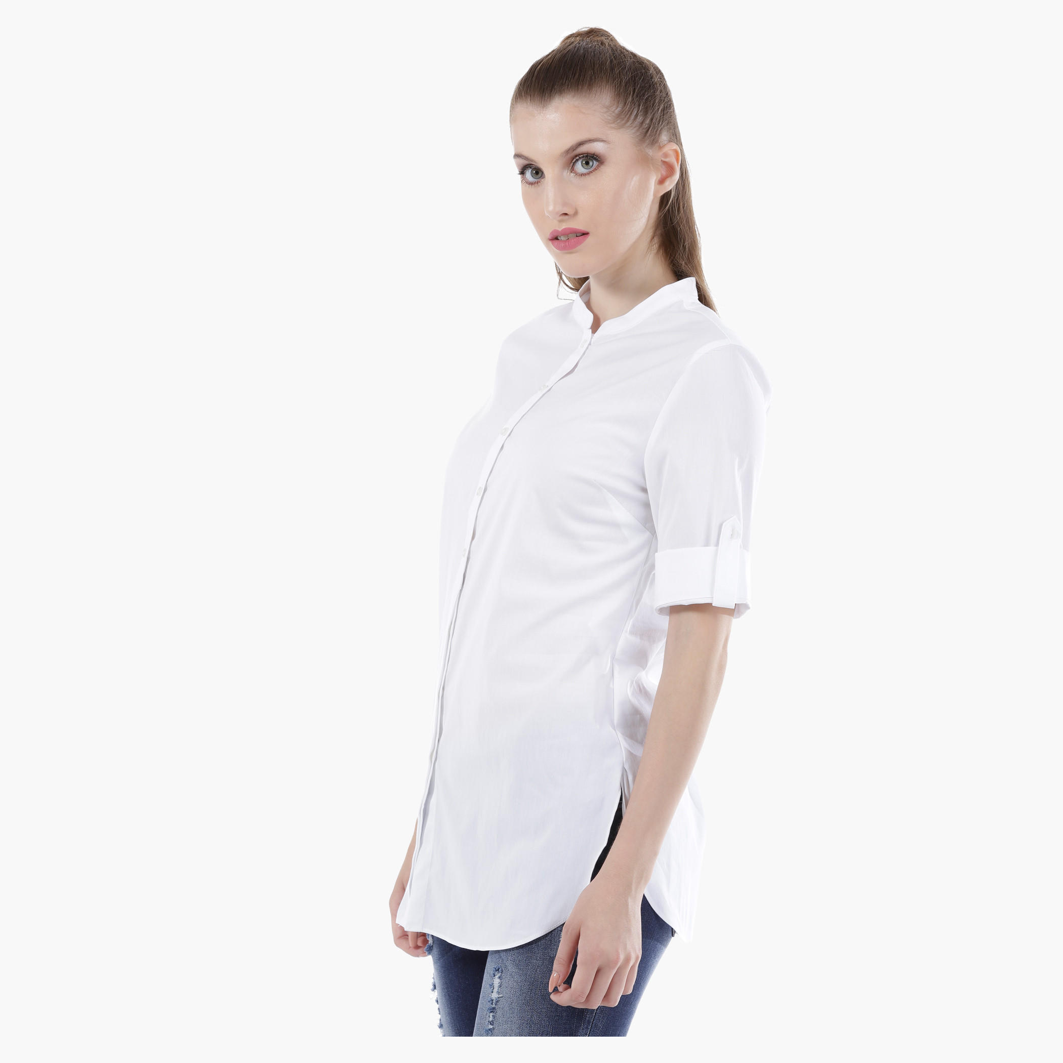 Shirt with 3/4th Sleeves in Regular Fit-women-clothing-shirtsandblouses-blouses-image-4