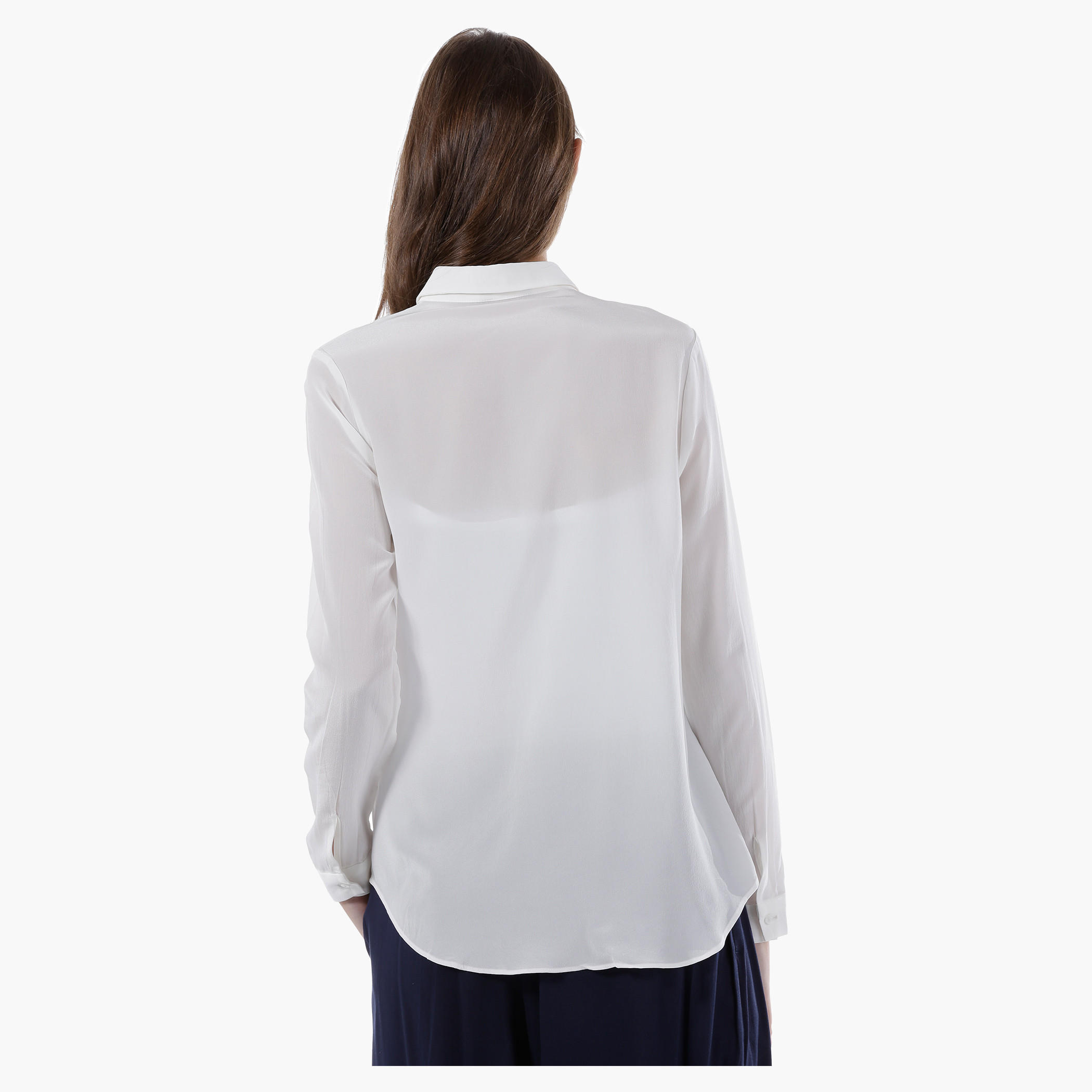 Spread Collar Shirt with Long Sleeves and Concealed Placket-women-clothing-shirtsandblouses-blouses-image-3