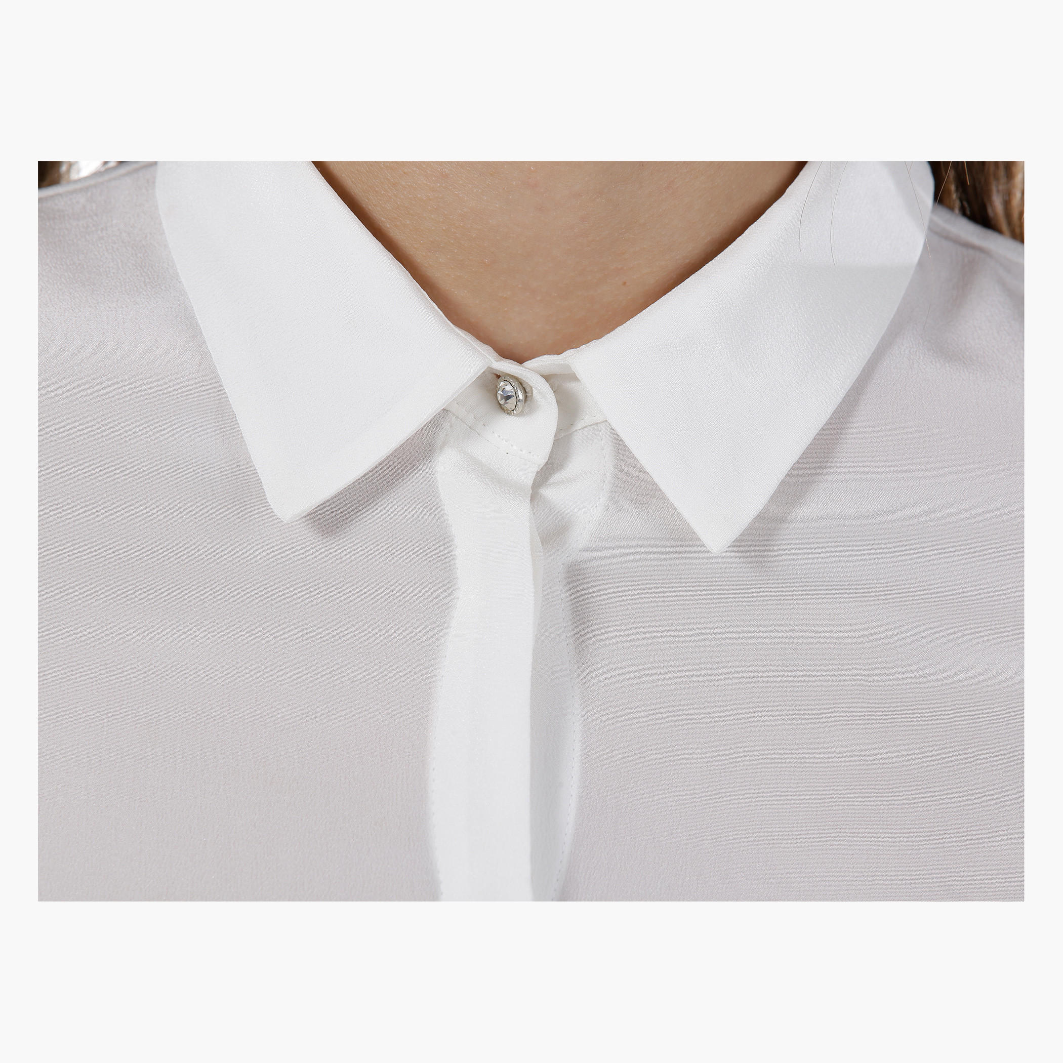 Spread Collar Shirt with Long Sleeves and Concealed Placket-women-clothing-shirtsandblouses-blouses-image-5