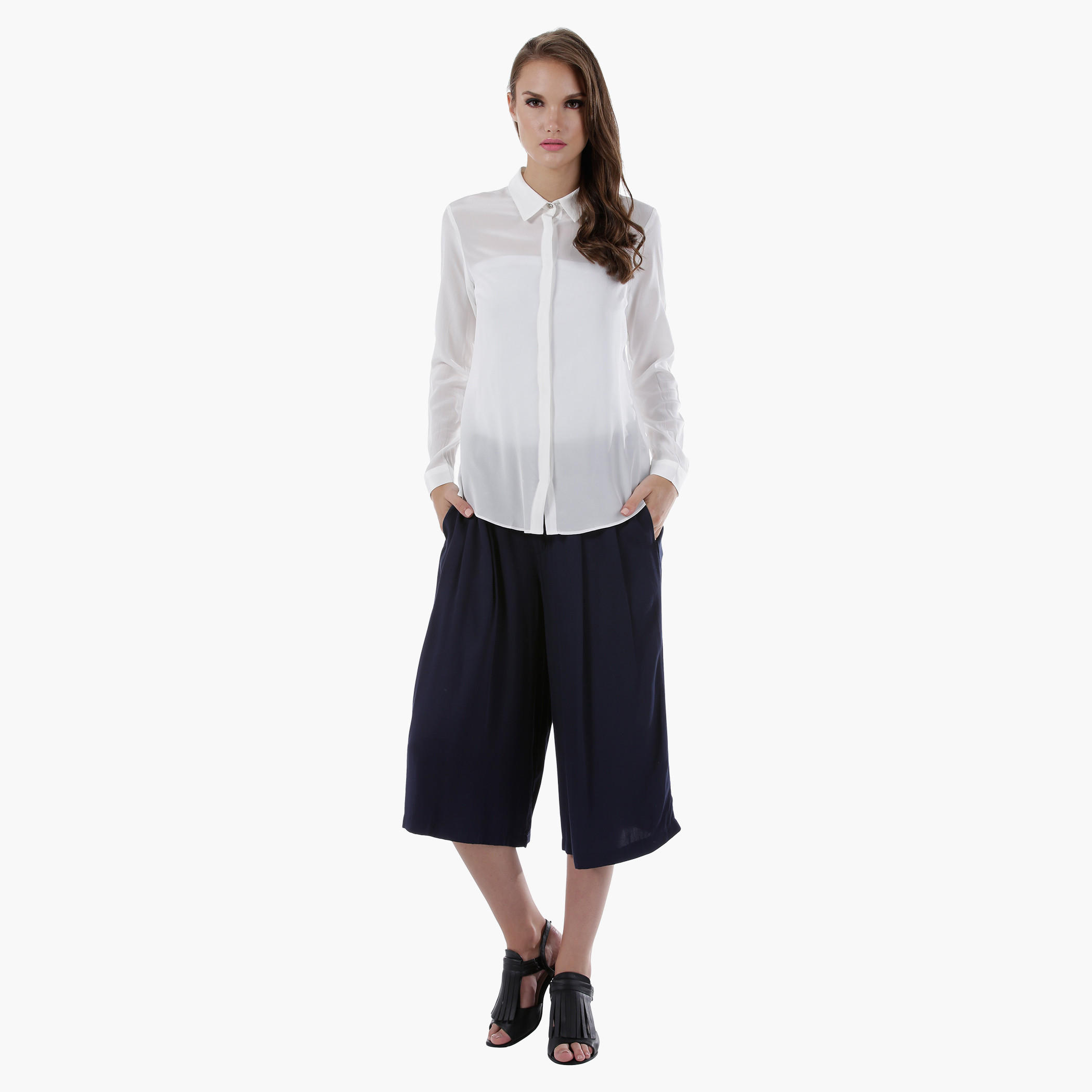 Spread Collar Shirt with Long Sleeves and Concealed Placket-women-clothing-shirtsandblouses-blouses-image-6