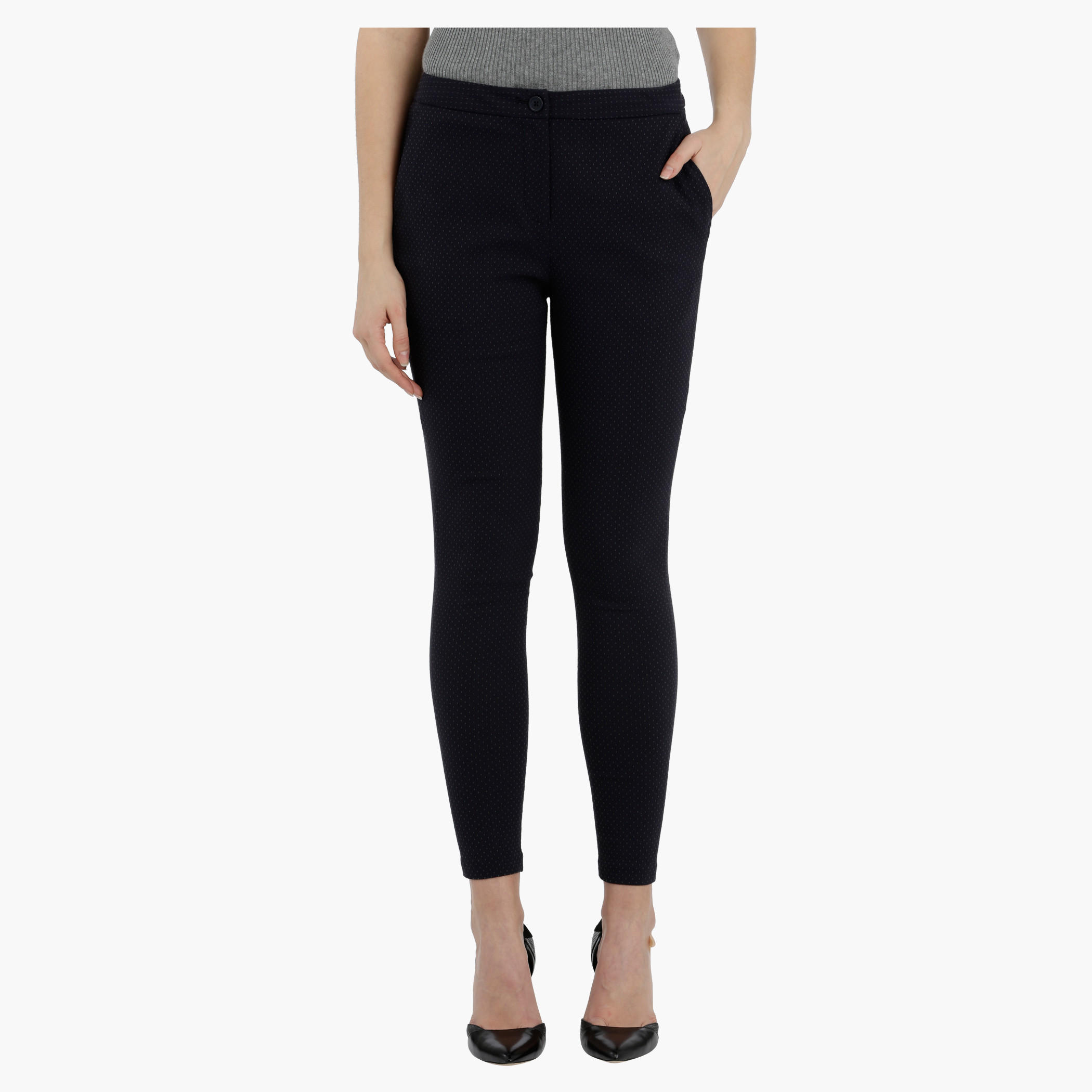 Textured Pants in Slim Fit-women-clothing-bottoms-trousers-image-1
