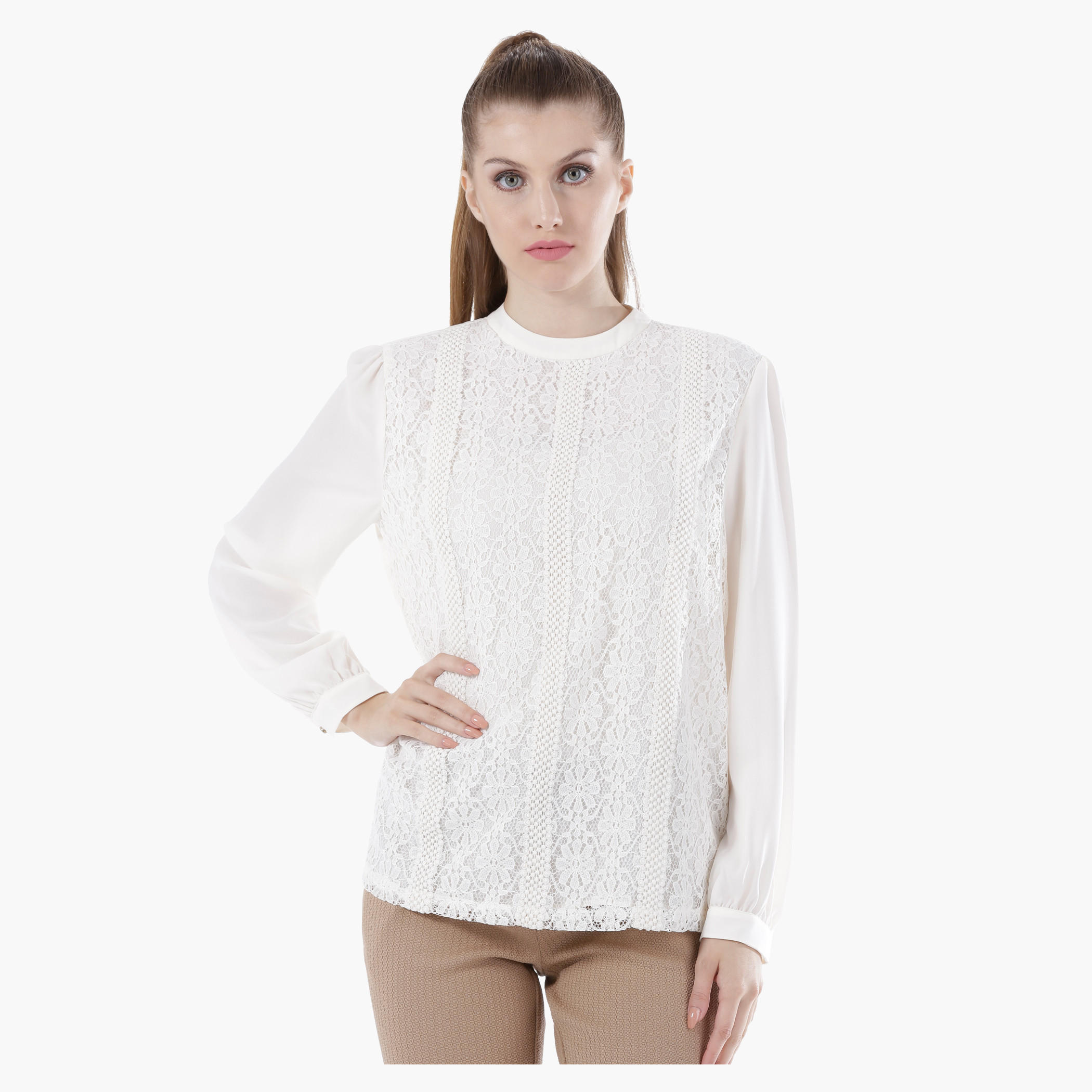 Basic Long-Sleeved Shirt in Regular Fit-women-clothing-shirtsandblouses-blouses-image-1