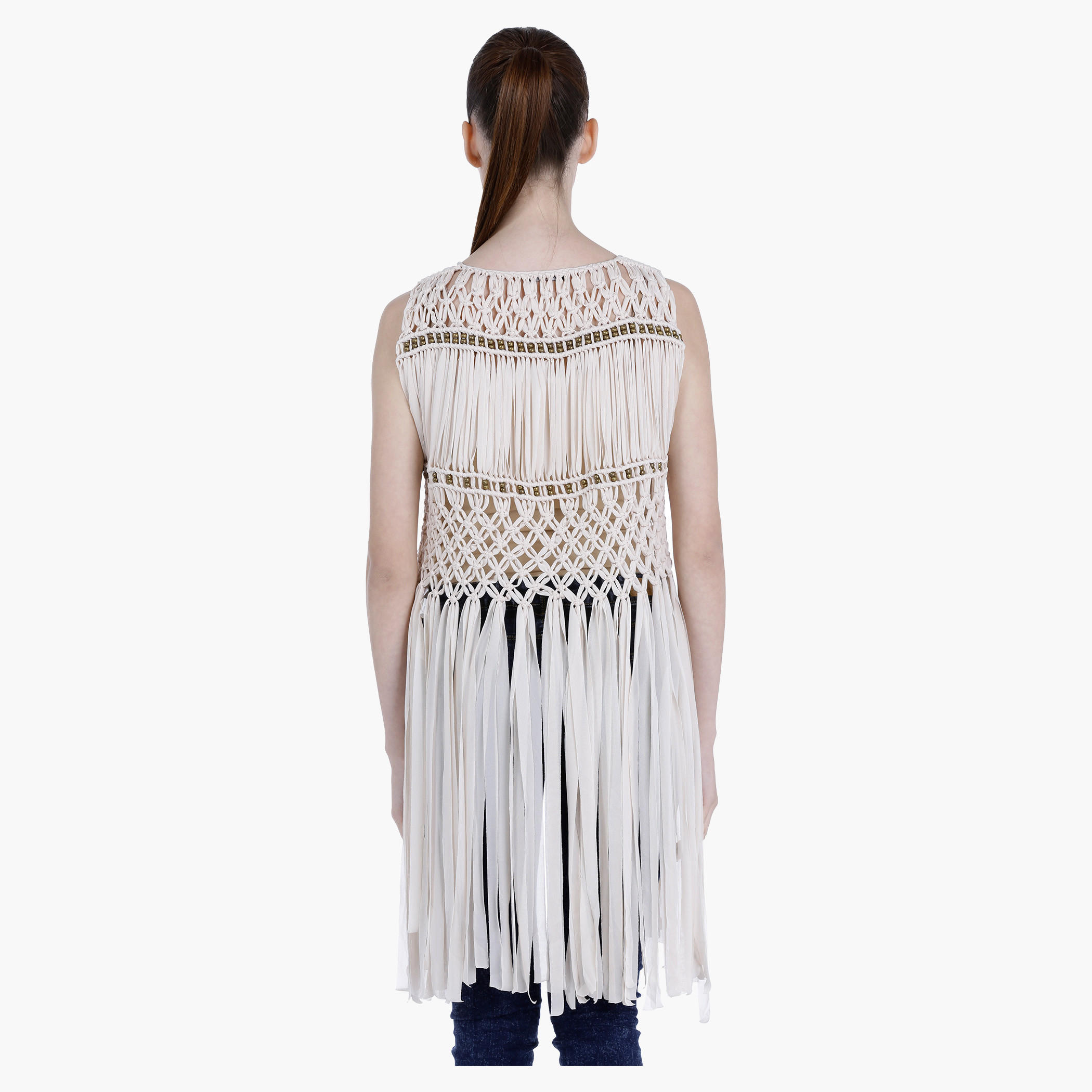 Bead Embellished Fringed Shrug with Open Front-women-winterwear-cardigansandjumpers-cardigans-image-2