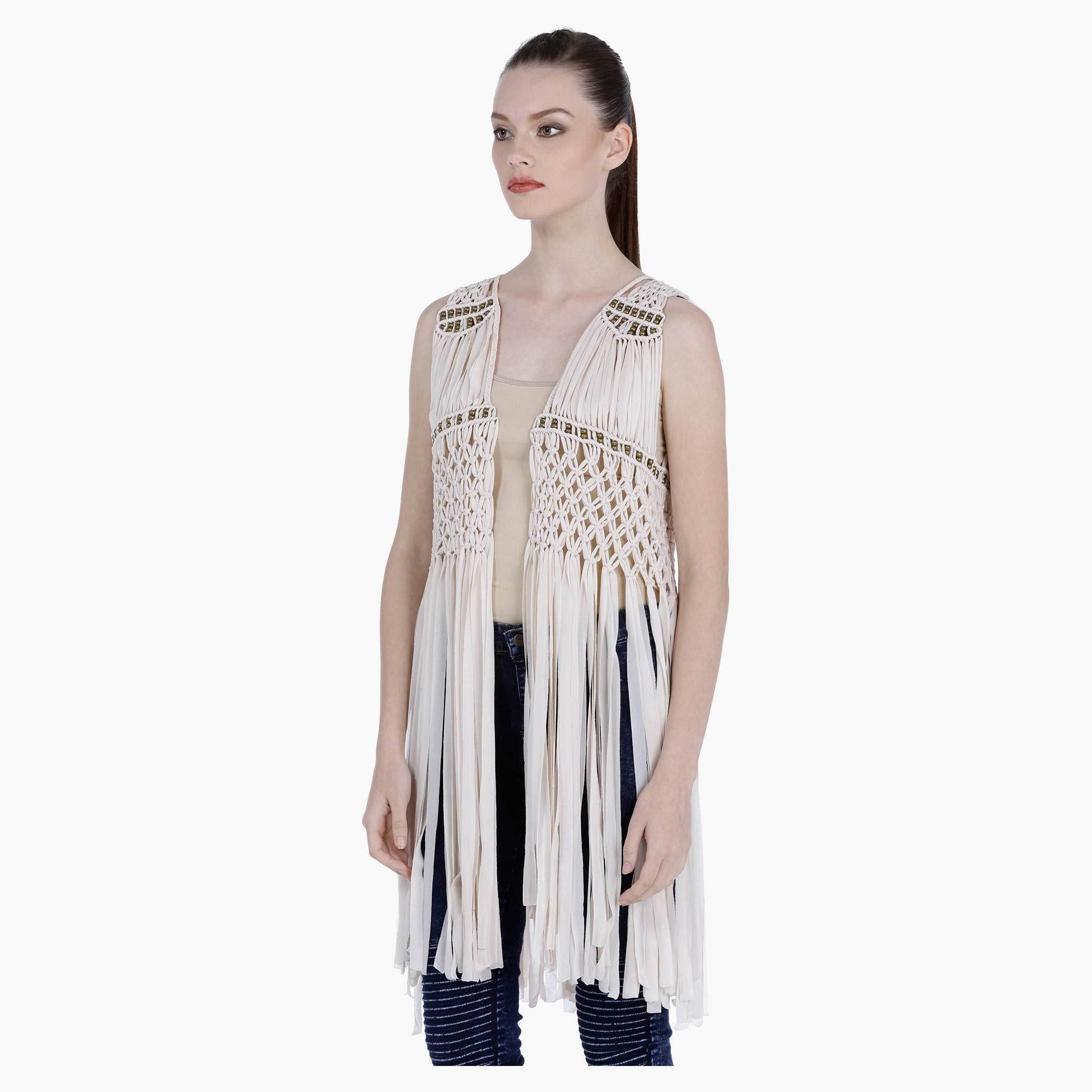 Bead Embellished Fringed Shrug with Open Front-women-winterwear-cardigansandjumpers-cardigans-image-3