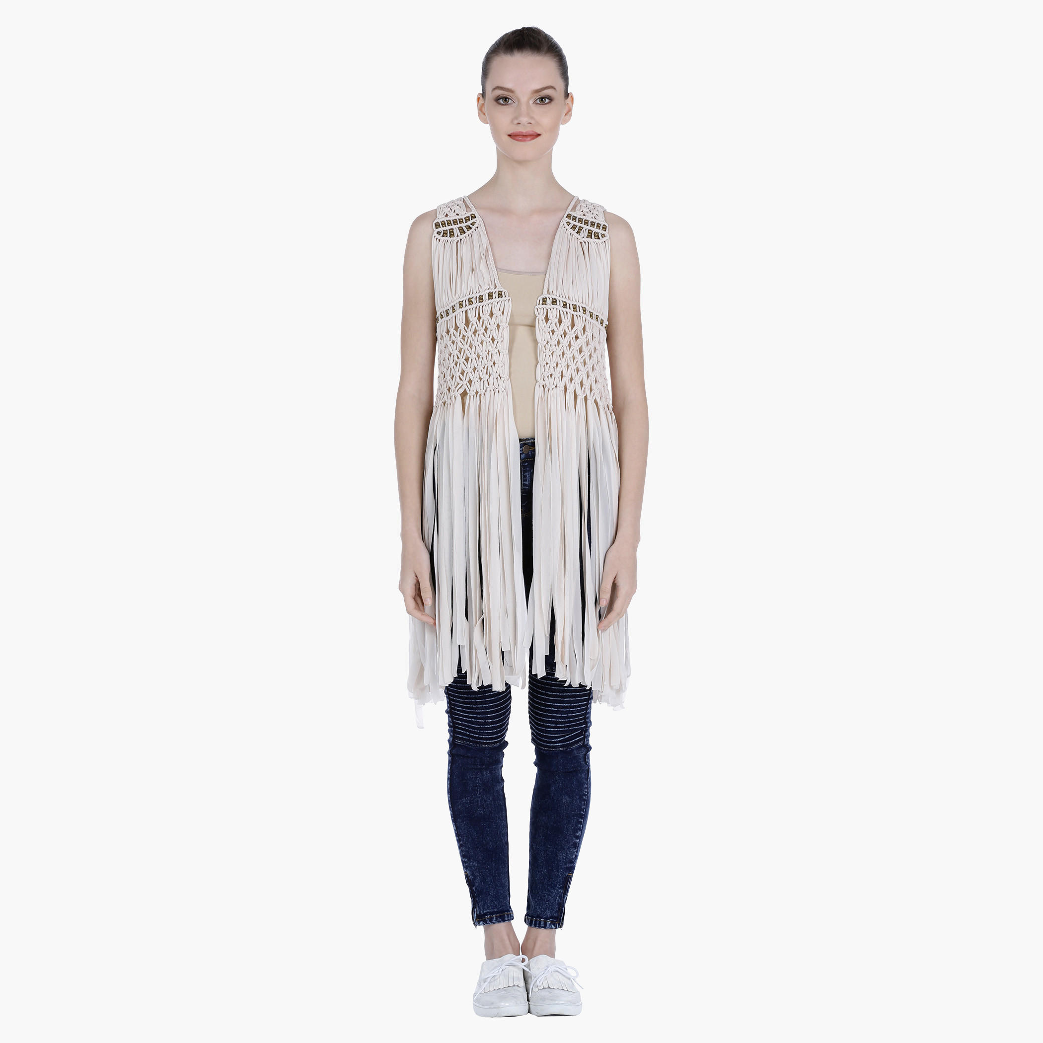 Bead Embellished Fringed Shrug with Open Front-women-winterwear-cardigansandjumpers-cardigans-image-5