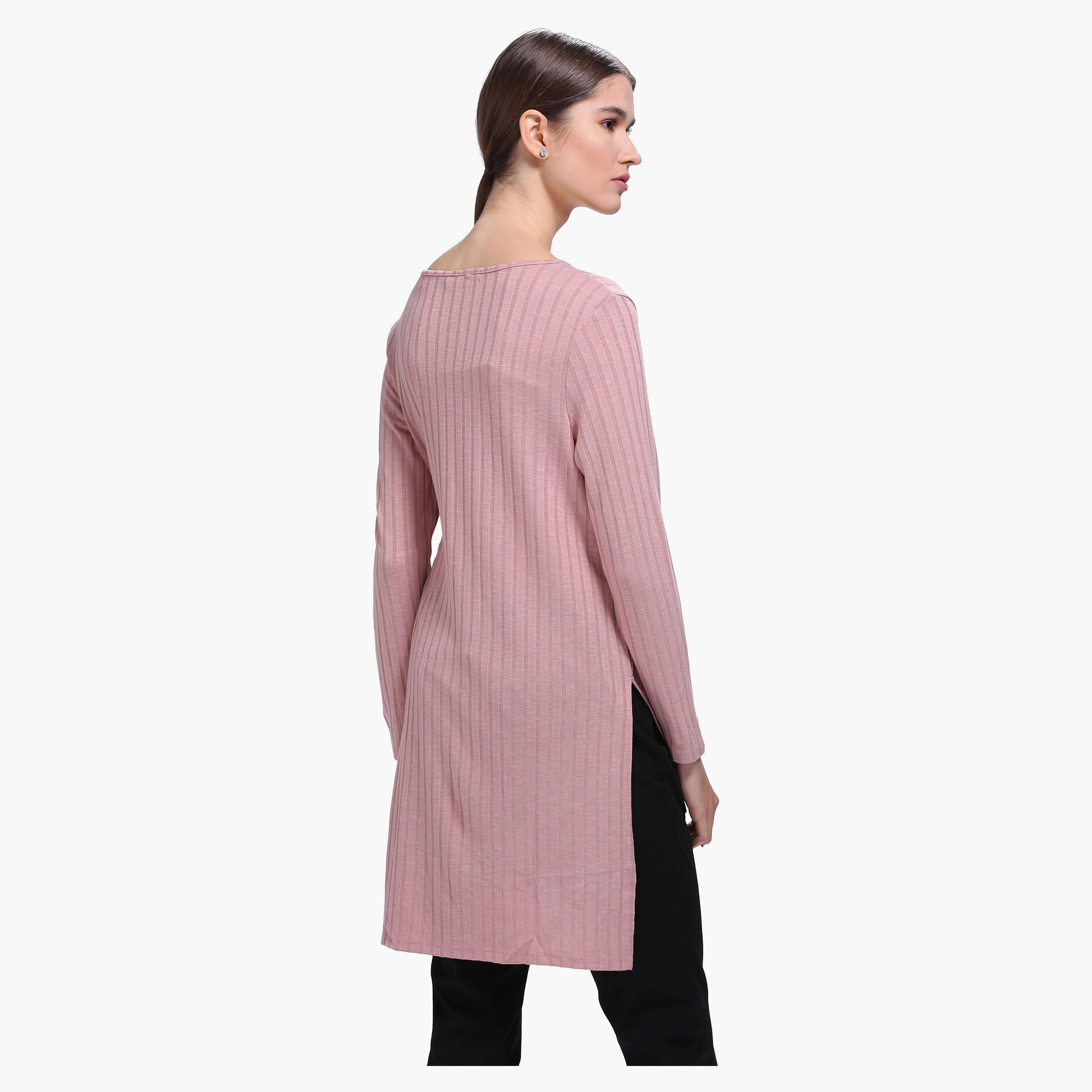 Tunic with High Low Hem and Long Sleeves-women-clothing-shirtsandblouses-blouses-image-2
