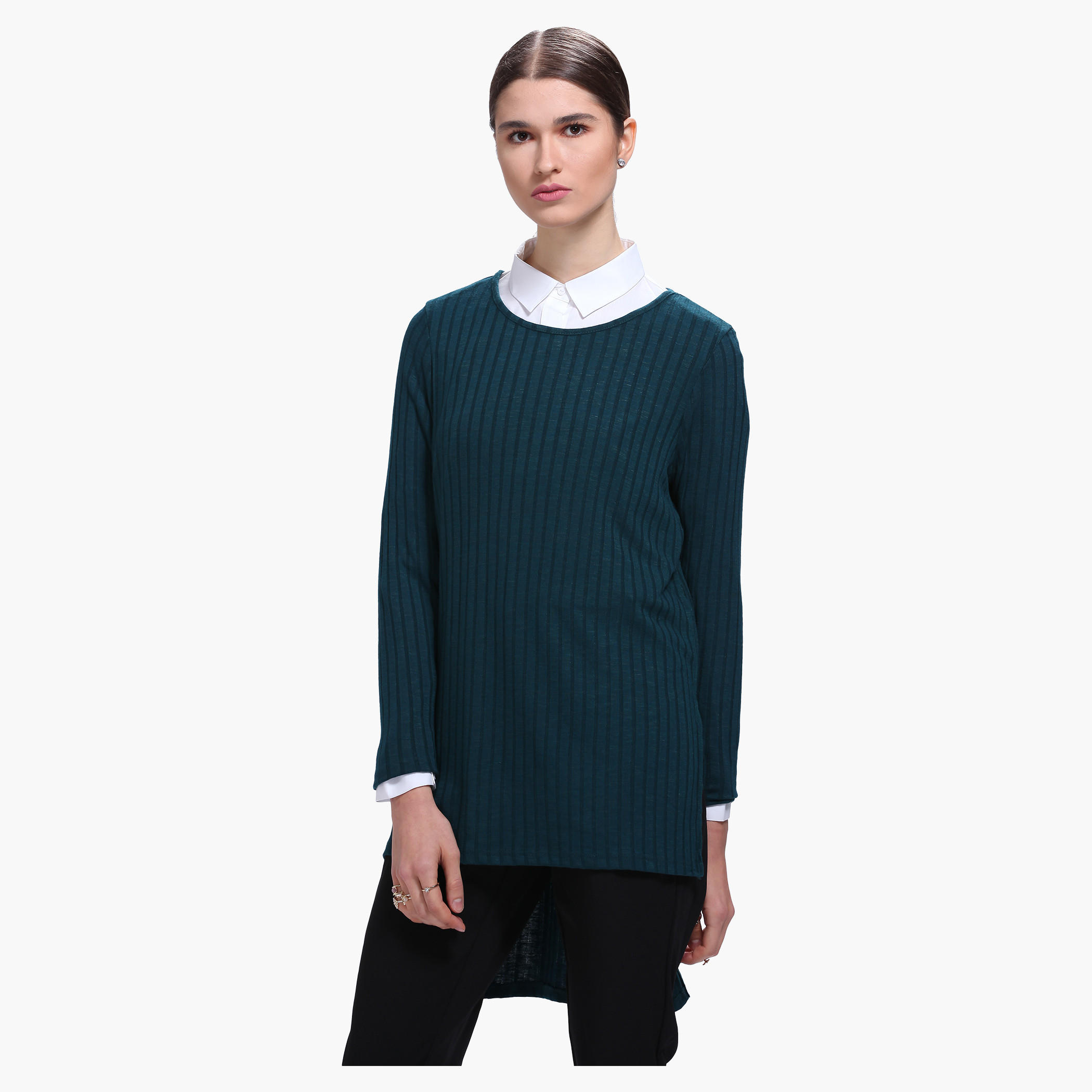 Tunic with High Low Hem and Long Sleeves-women-clothing-shirtsandblouses-blouses-image-6