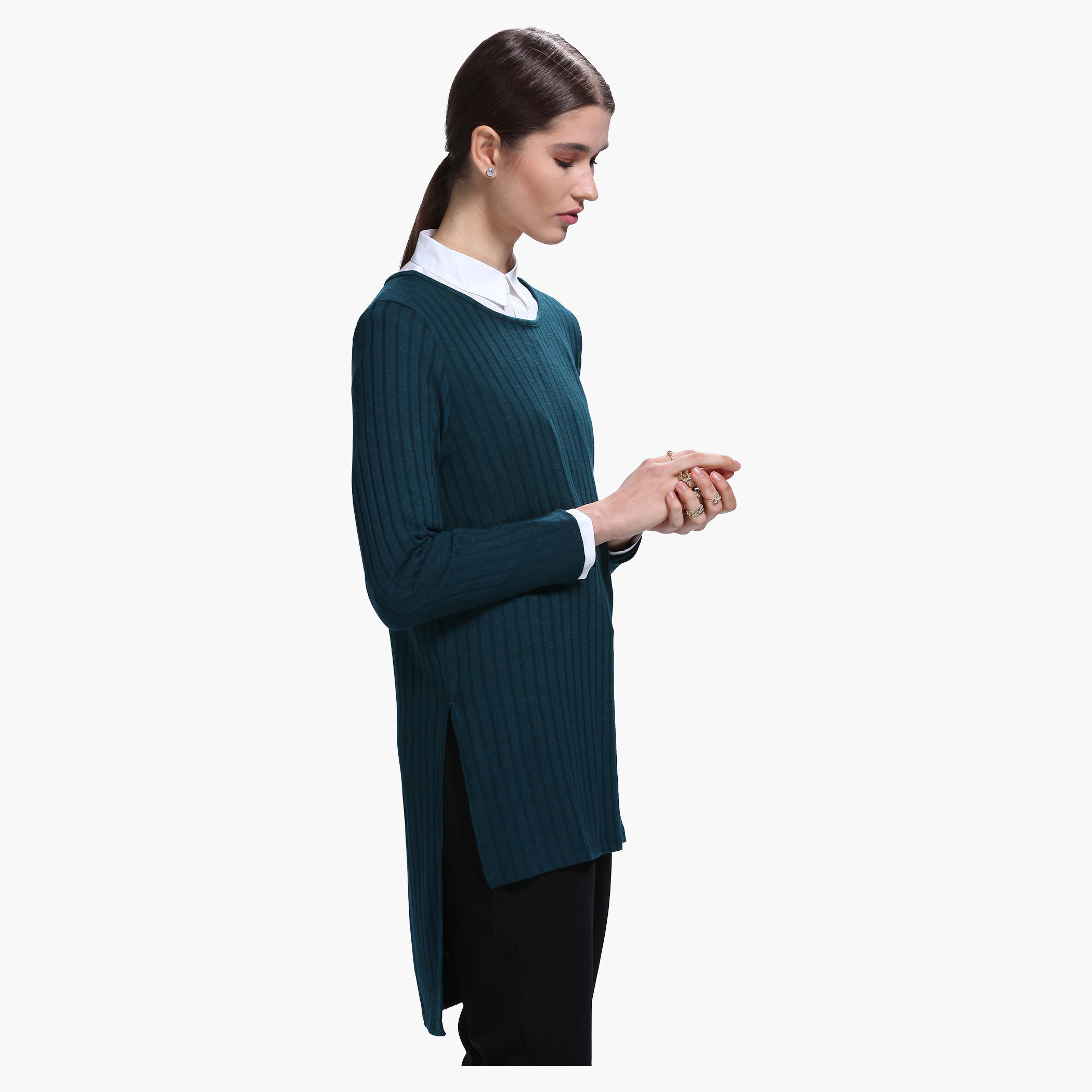 Tunic with High Low Hem and Long Sleeves-women-clothing-shirtsandblouses-blouses-image-8