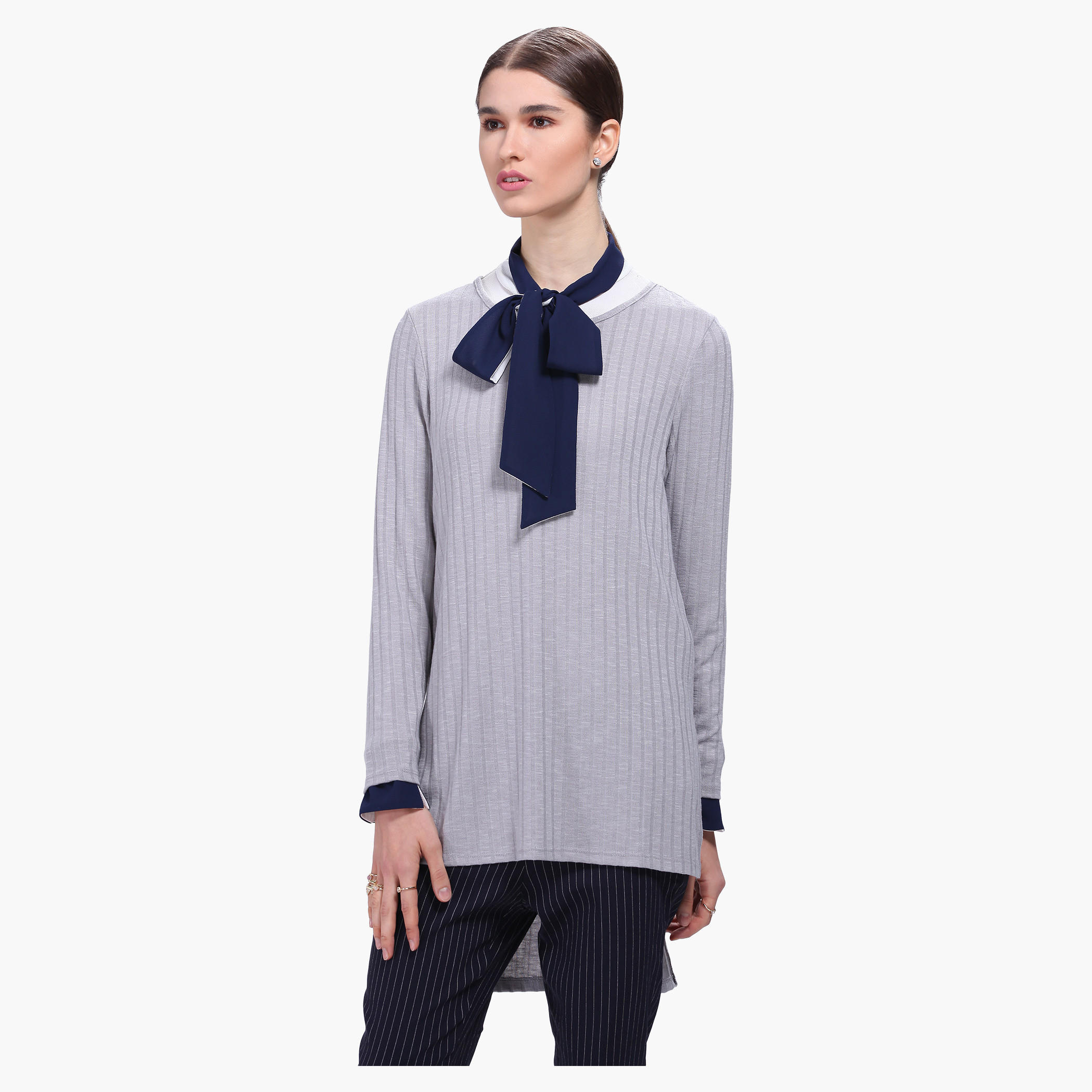 Tunic with High Low Hem and Long Sleeves-women-clothing-shirtsandblouses-blouses-image-11