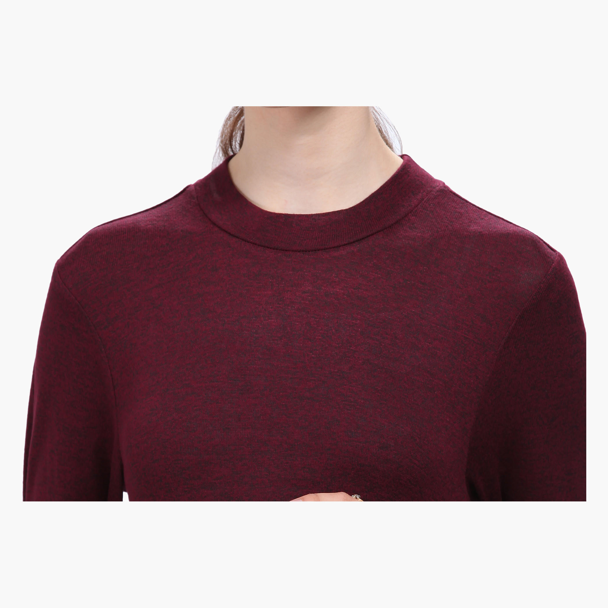 High Neck Sweater Dress with 3/4th Sleeves-women-clothing-dresses-image-4