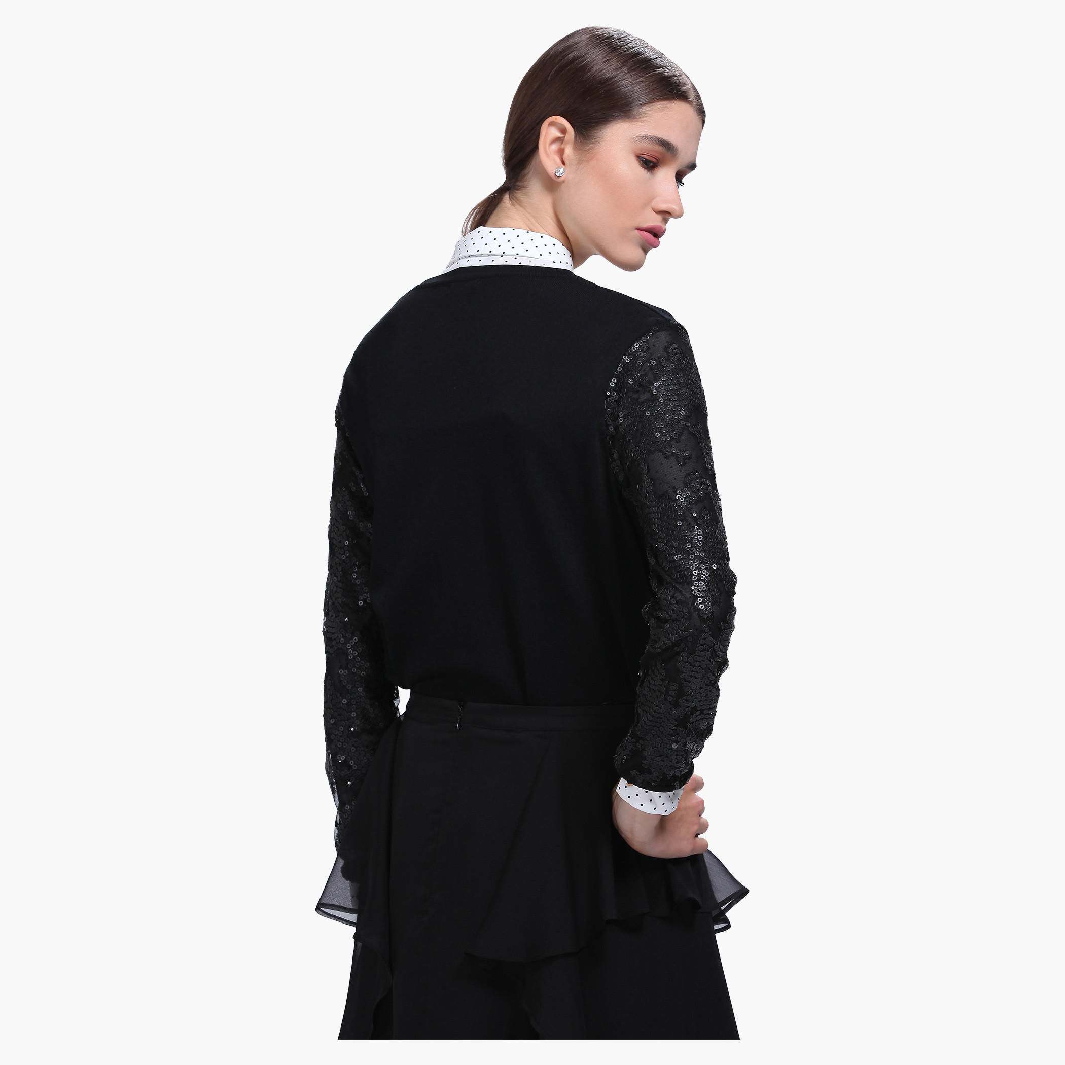 Puffer Chanel Jacket With Beads Detailing and Long Sleeves-women-clothing-cardigansandjumpers-jumpers-image-2