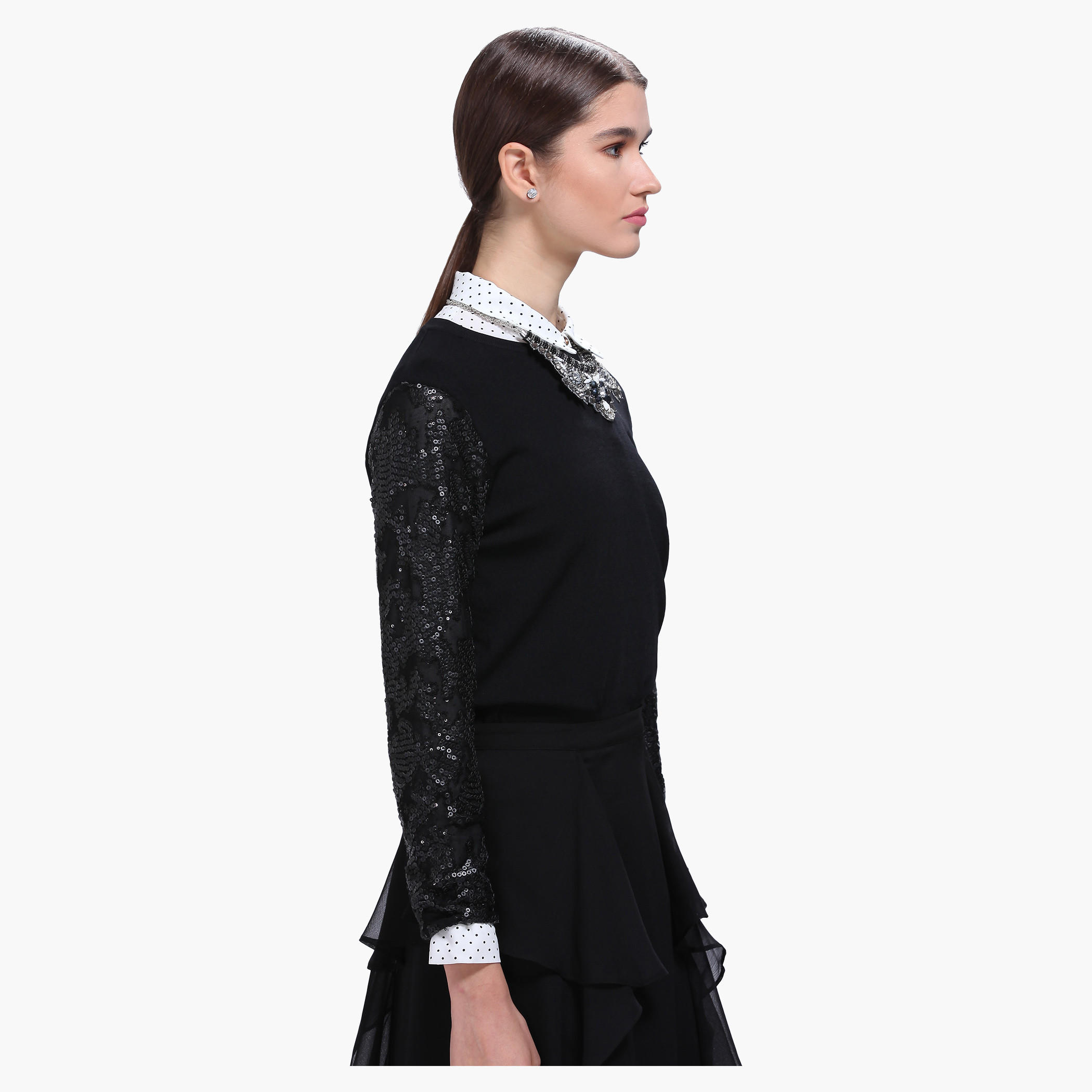 Puffer Chanel Jacket With Beads Detailing and Long Sleeves-women-clothing-cardigansandjumpers-jumpers-image-3