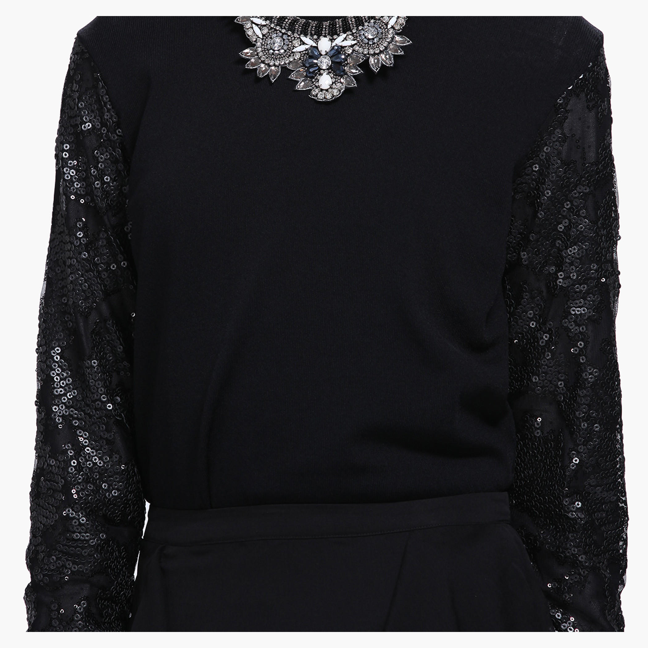 Puffer Chanel Jacket With Beads Detailing and Long Sleeves-women-clothing-cardigansandjumpers-jumpers-image-4