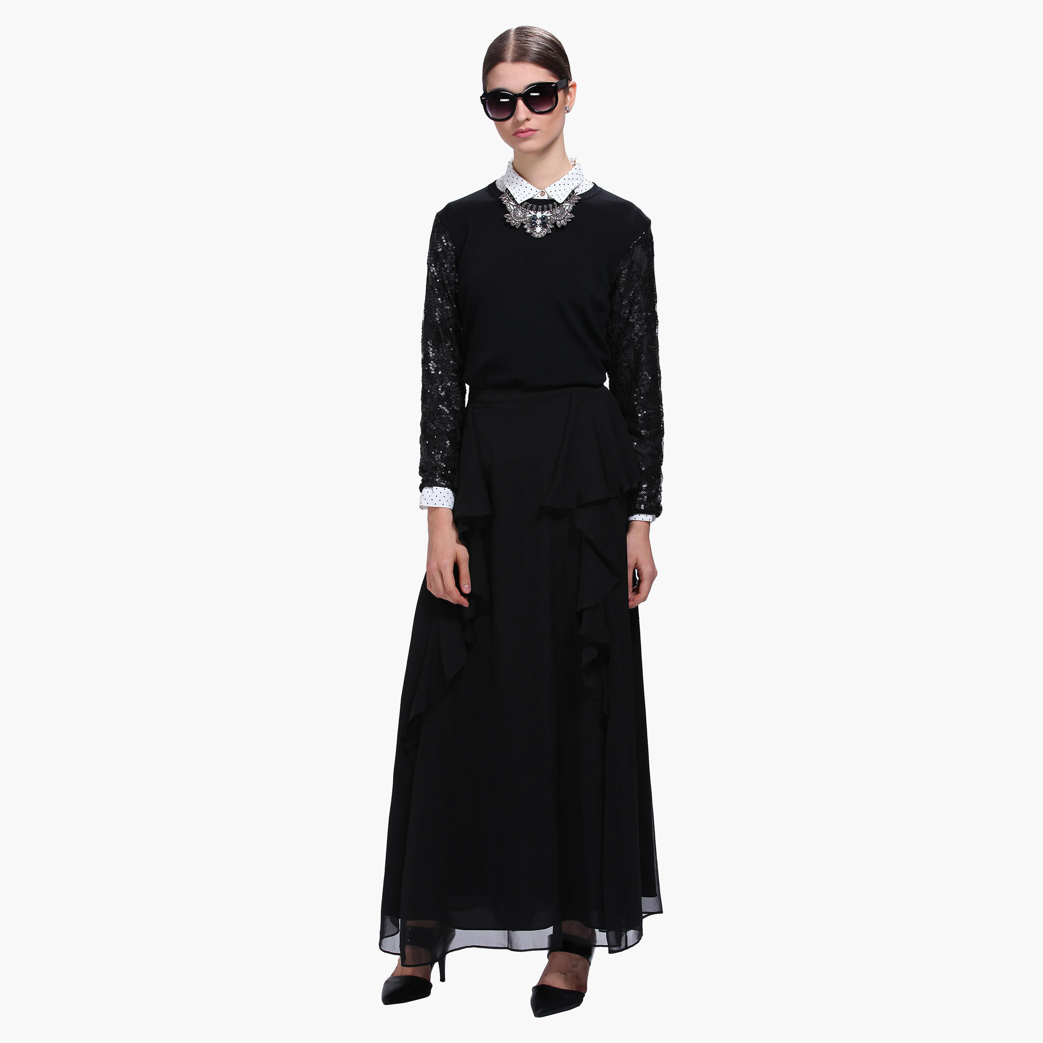 Puffer Chanel Jacket With Beads Detailing and Long Sleeves-women-clothing-cardigansandjumpers-jumpers-image-5