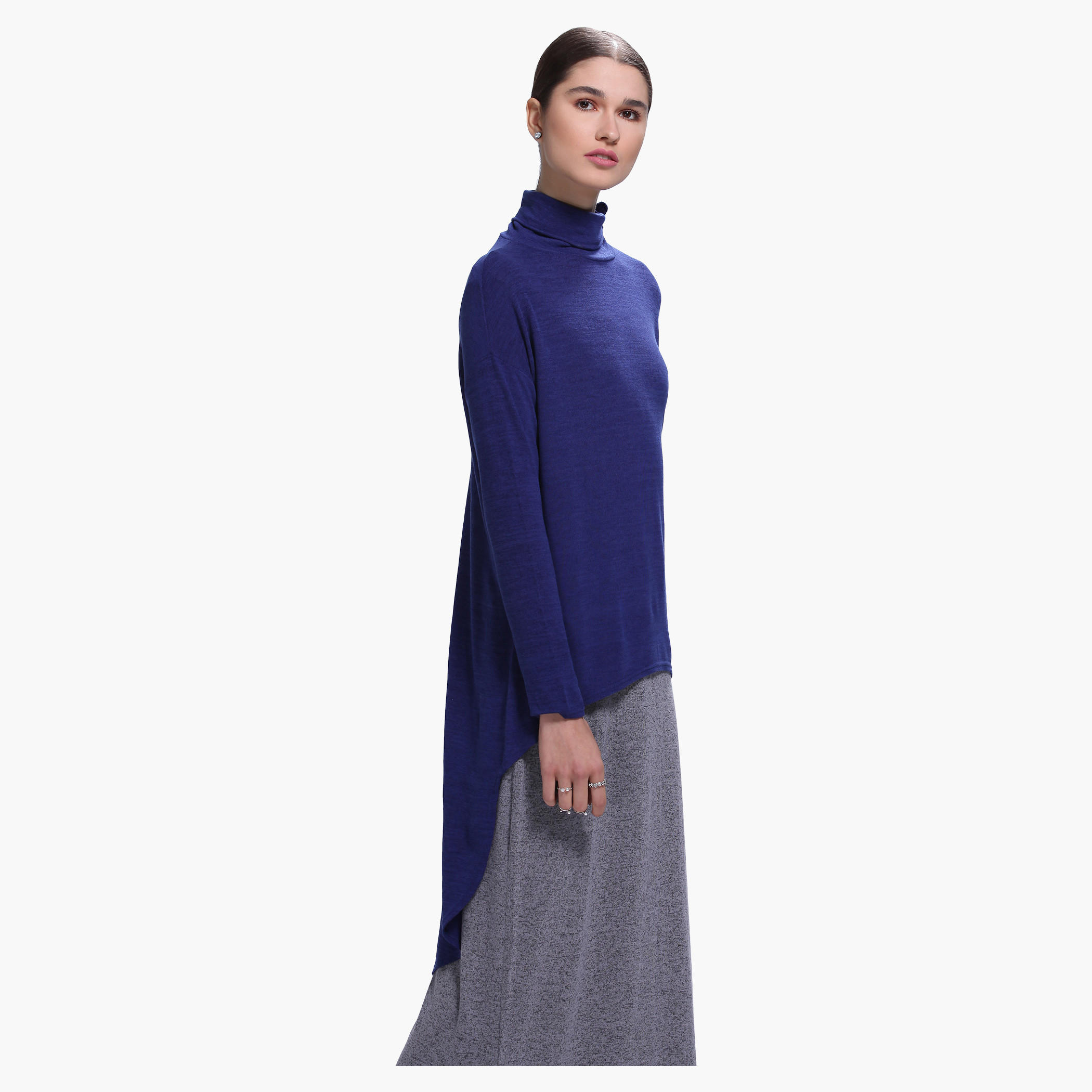 Turtleneck High Low Hem Sweater in Long Sleeves-women-clothing-cardigansandjumpers-jumpers-image-3