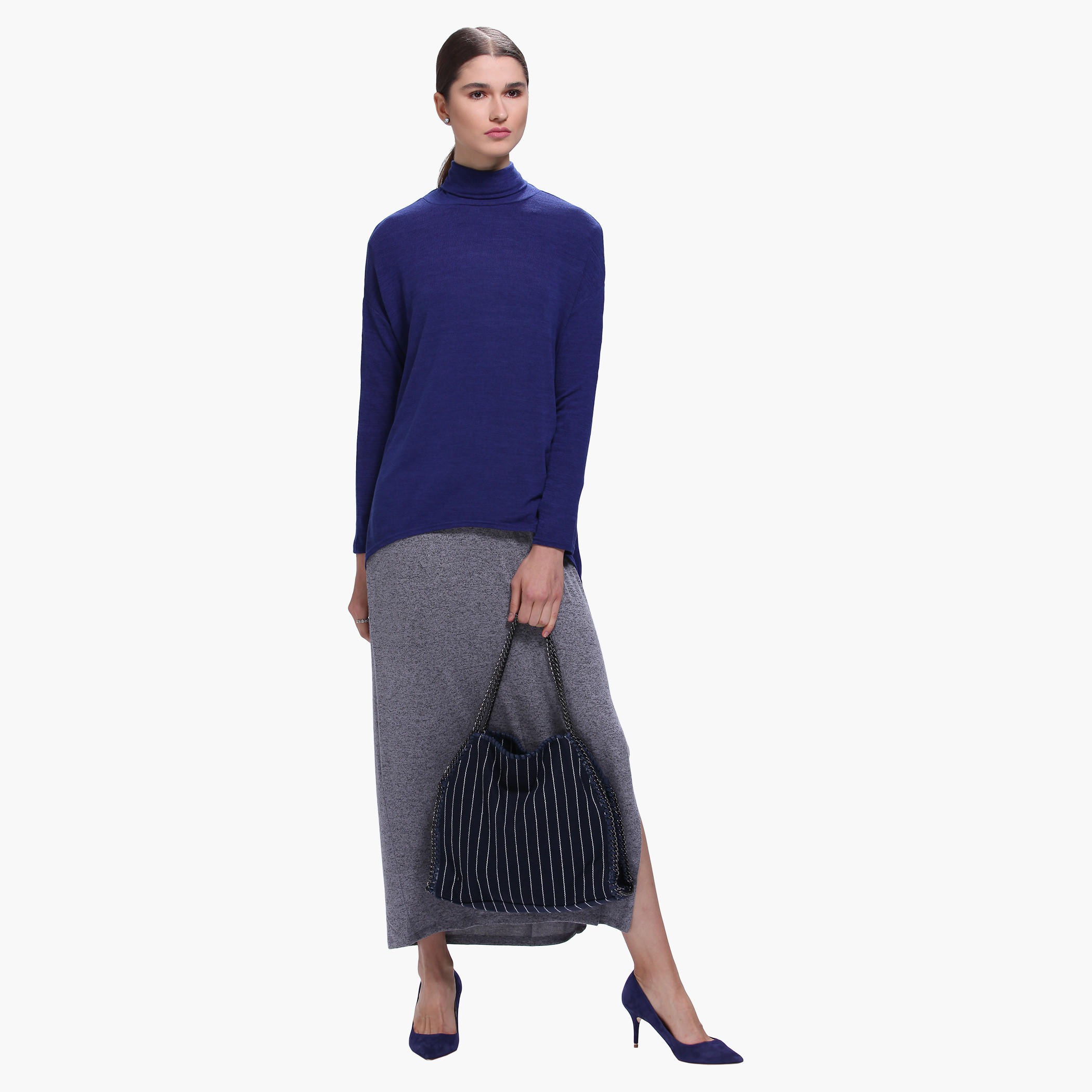 Turtleneck High Low Hem Sweater in Long Sleeves-women-clothing-cardigansandjumpers-jumpers-image-1