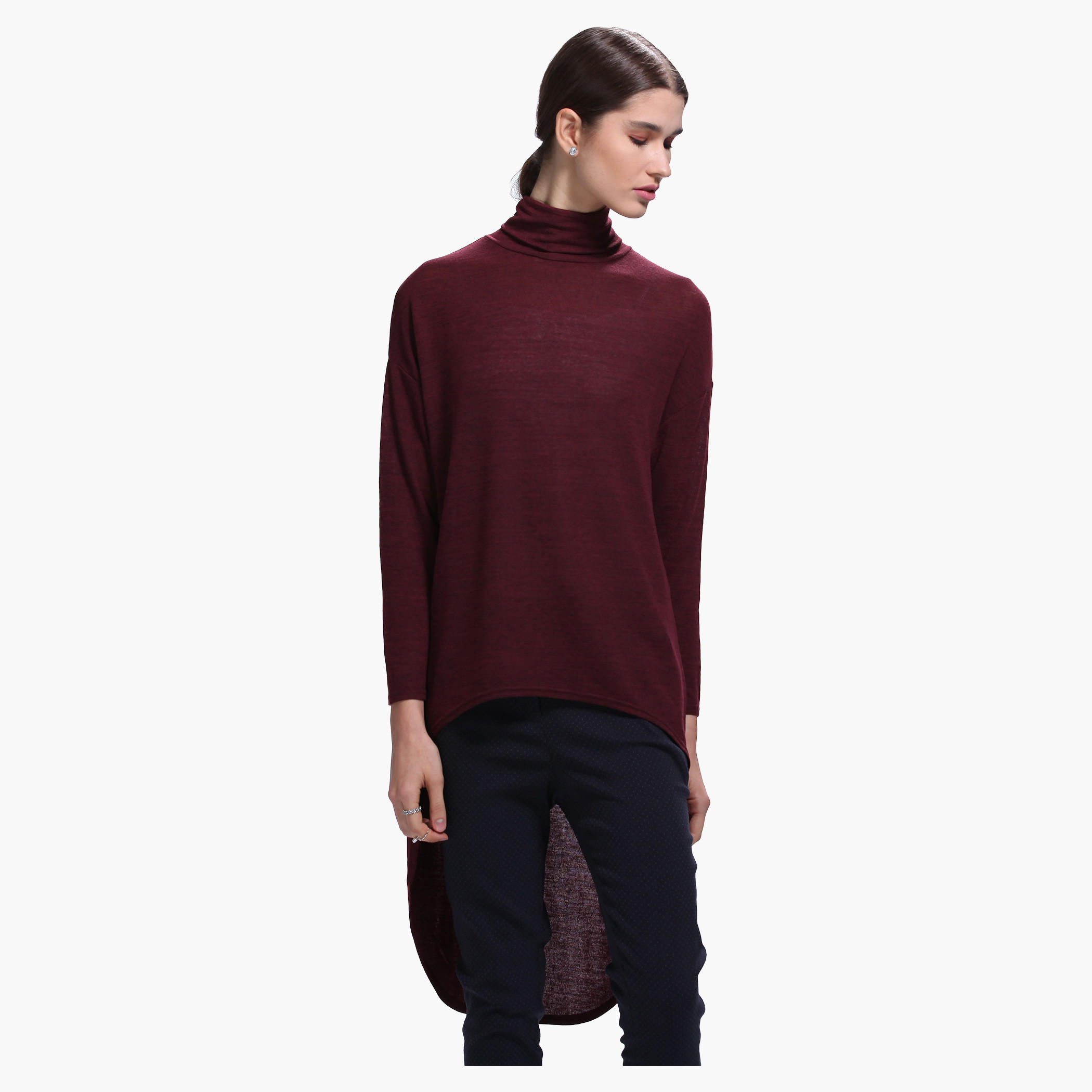 Turtleneck High Low Hem Sweater in Long Sleeves-women-clothing-cardigansandjumpers-jumpers-image-6
