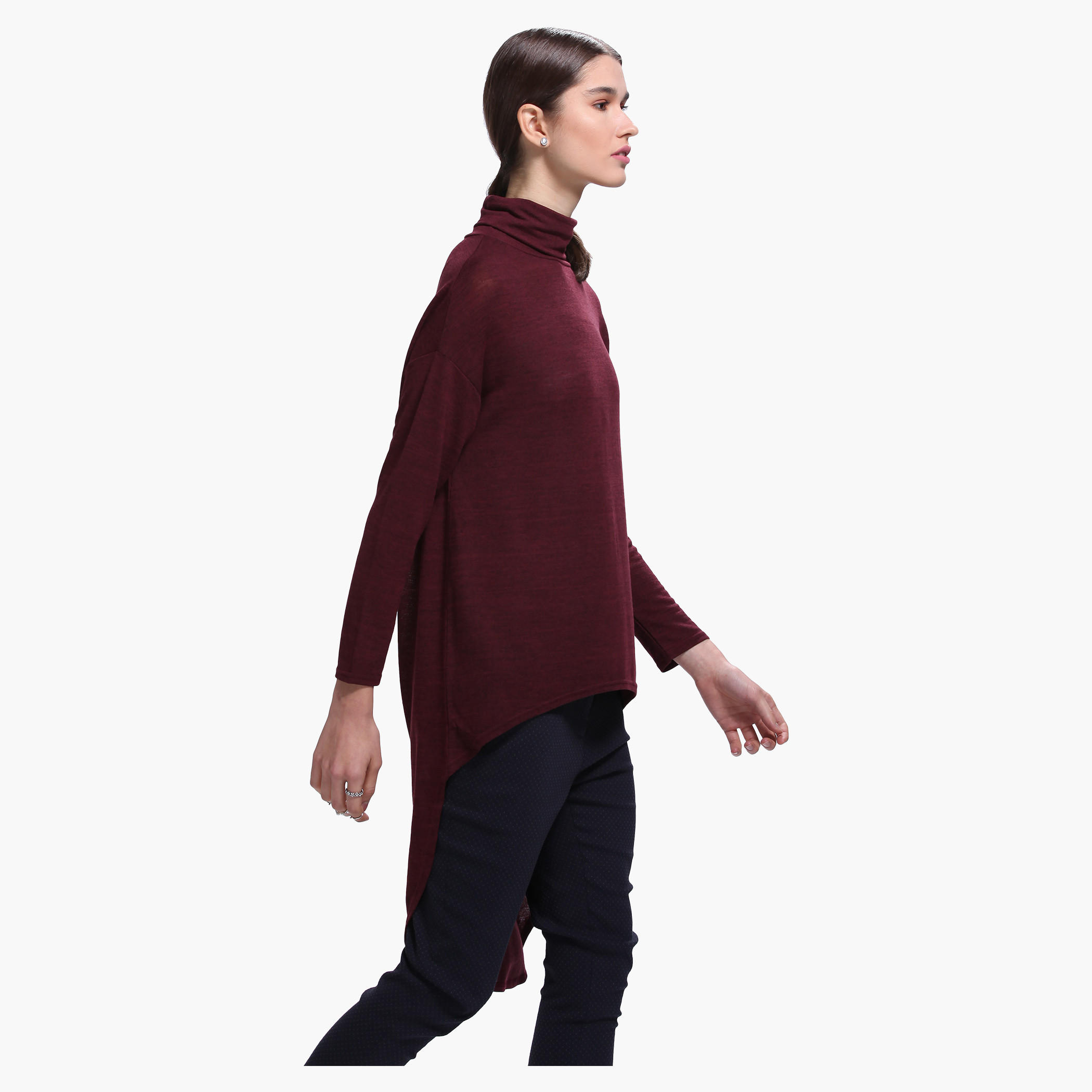 Turtleneck High Low Hem Sweater in Long Sleeves-women-clothing-cardigansandjumpers-jumpers-image-8
