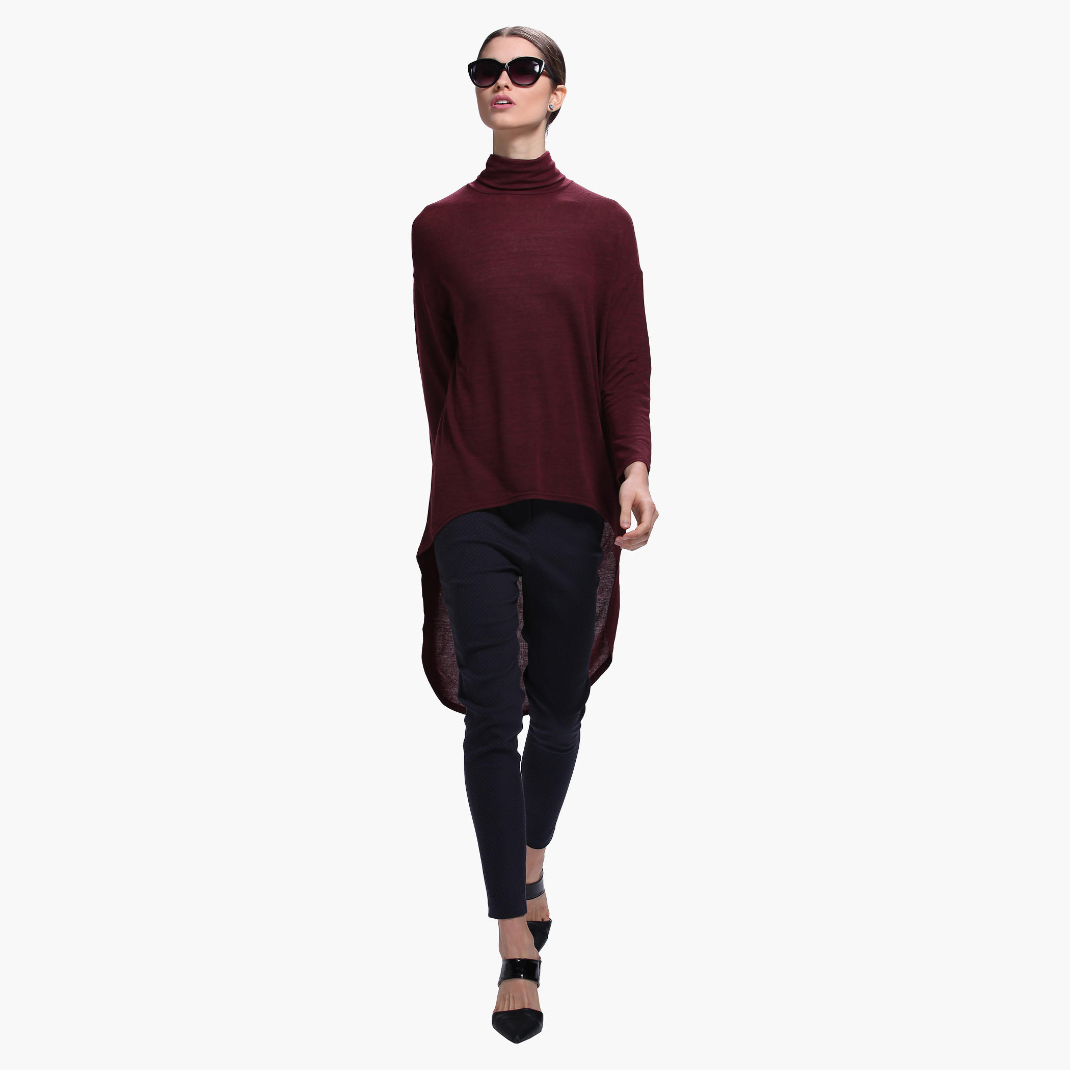 Turtleneck High Low Hem Sweater in Long Sleeves-women-clothing-cardigansandjumpers-jumpers-image-10