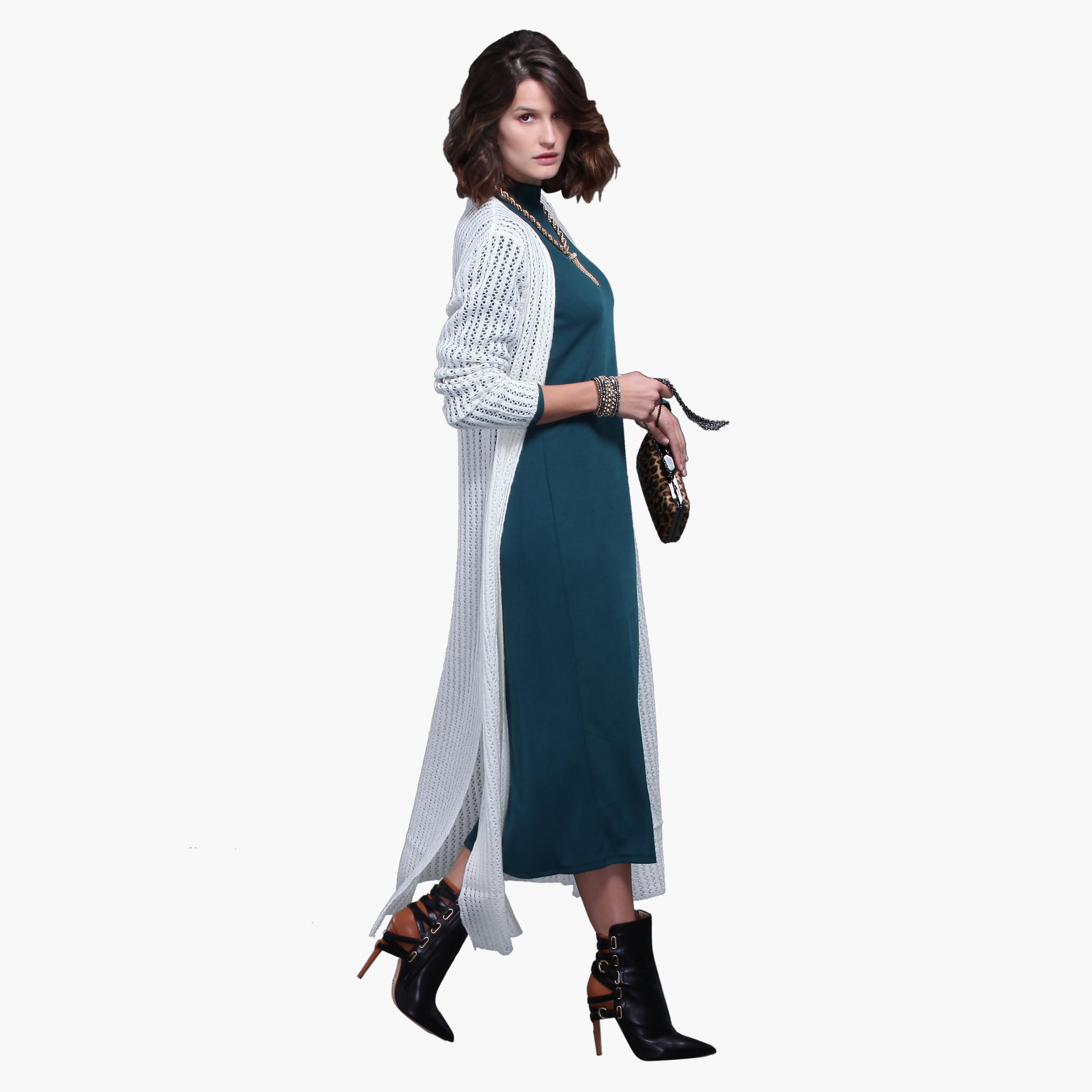Long Sleeves Textured Open Front Shrug with Slits-women-winterwear-cardigansandjumpers-cardigans-image-2