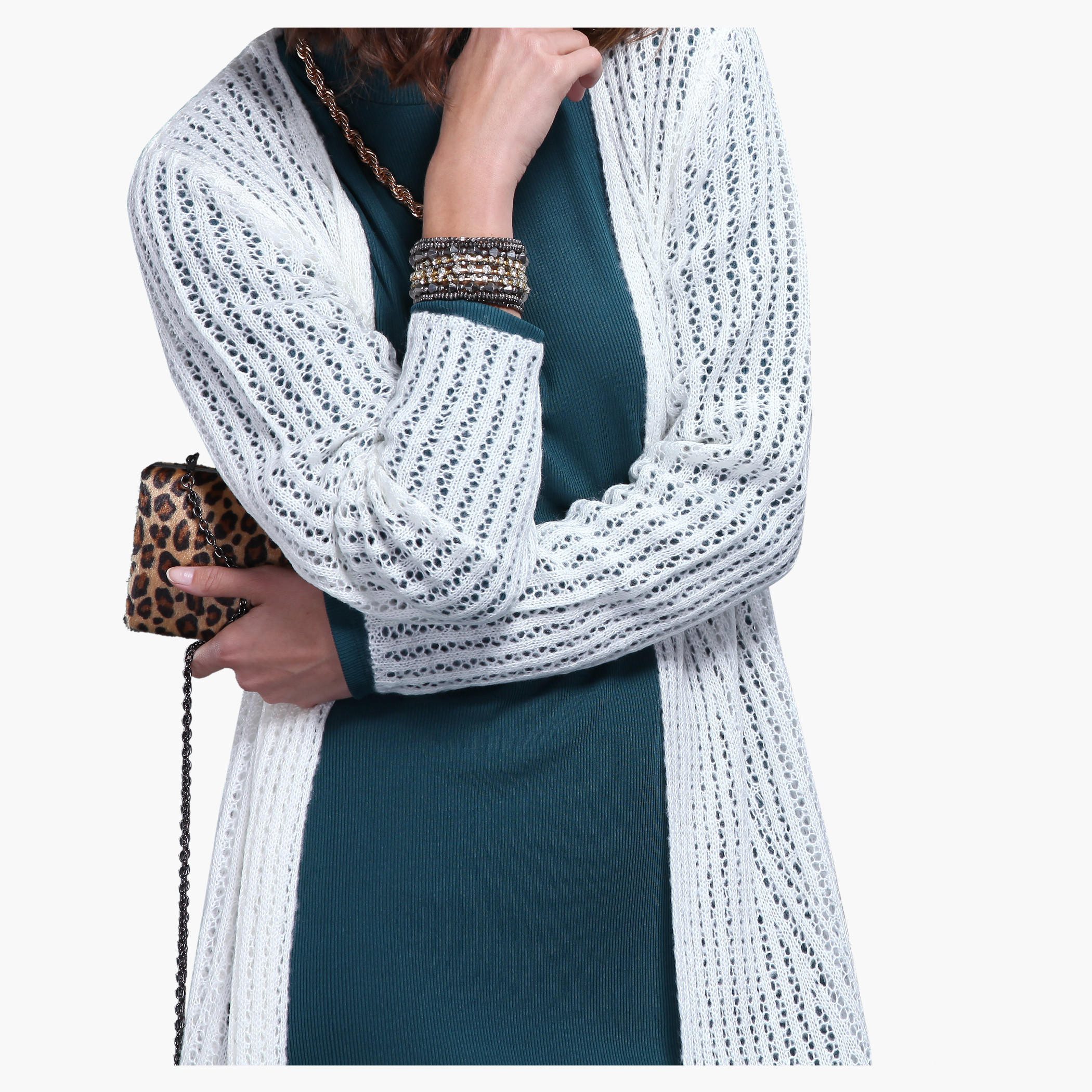 Long Sleeves Textured Open Front Shrug with Slits-women-winterwear-cardigansandjumpers-cardigans-image-4