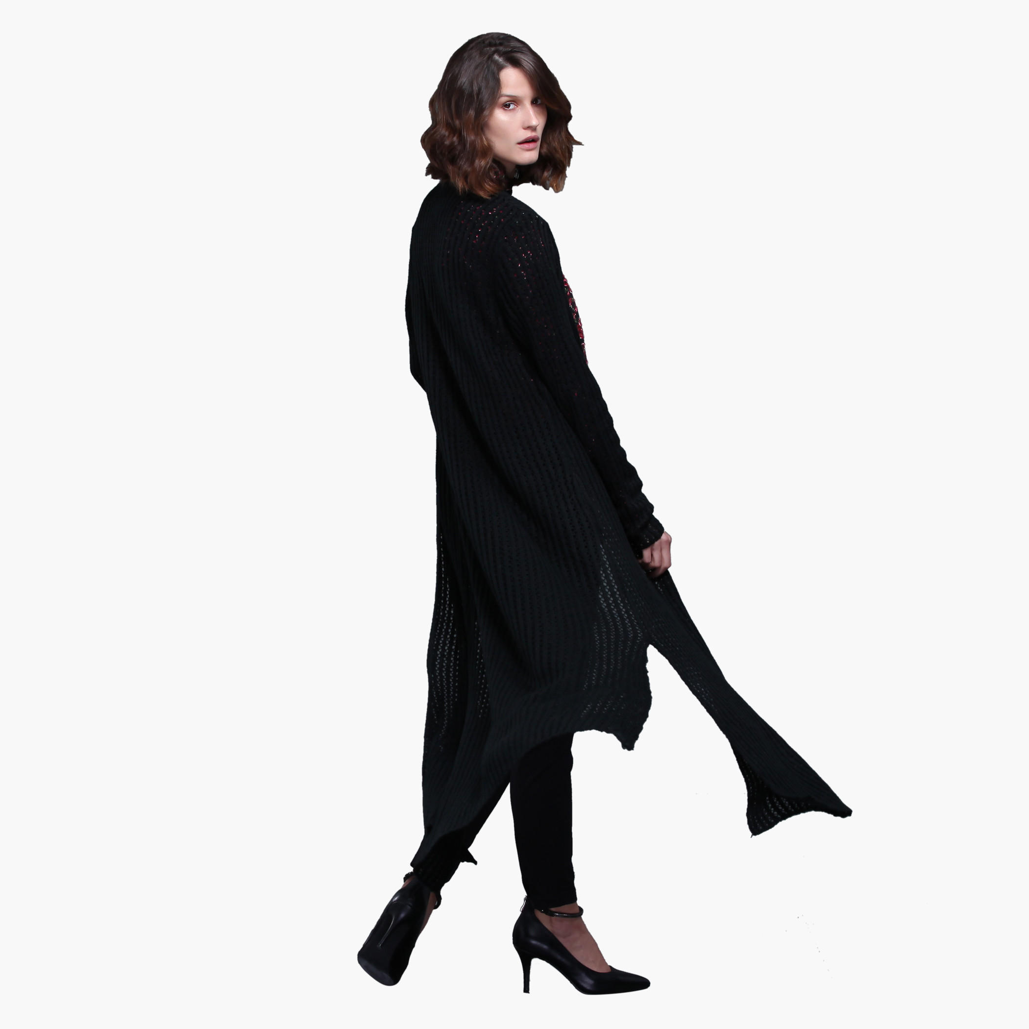 Long Sleeves Textured Open Front Shrug with Slits-women-winterwear-cardigansandjumpers-cardigans-image-8