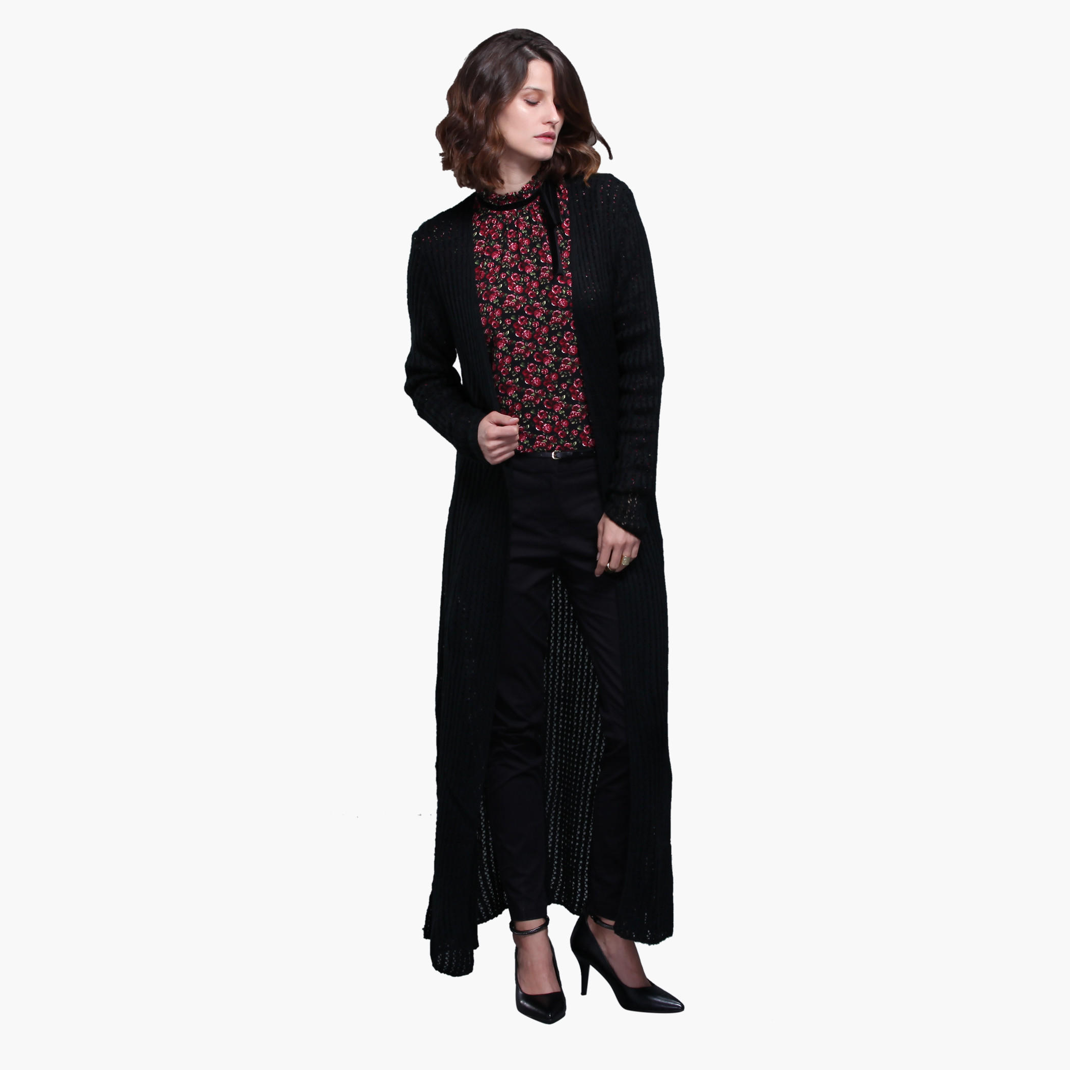 Long Sleeves Textured Open Front Shrug with Slits-women-winterwear-cardigansandjumpers-cardigans-image-10