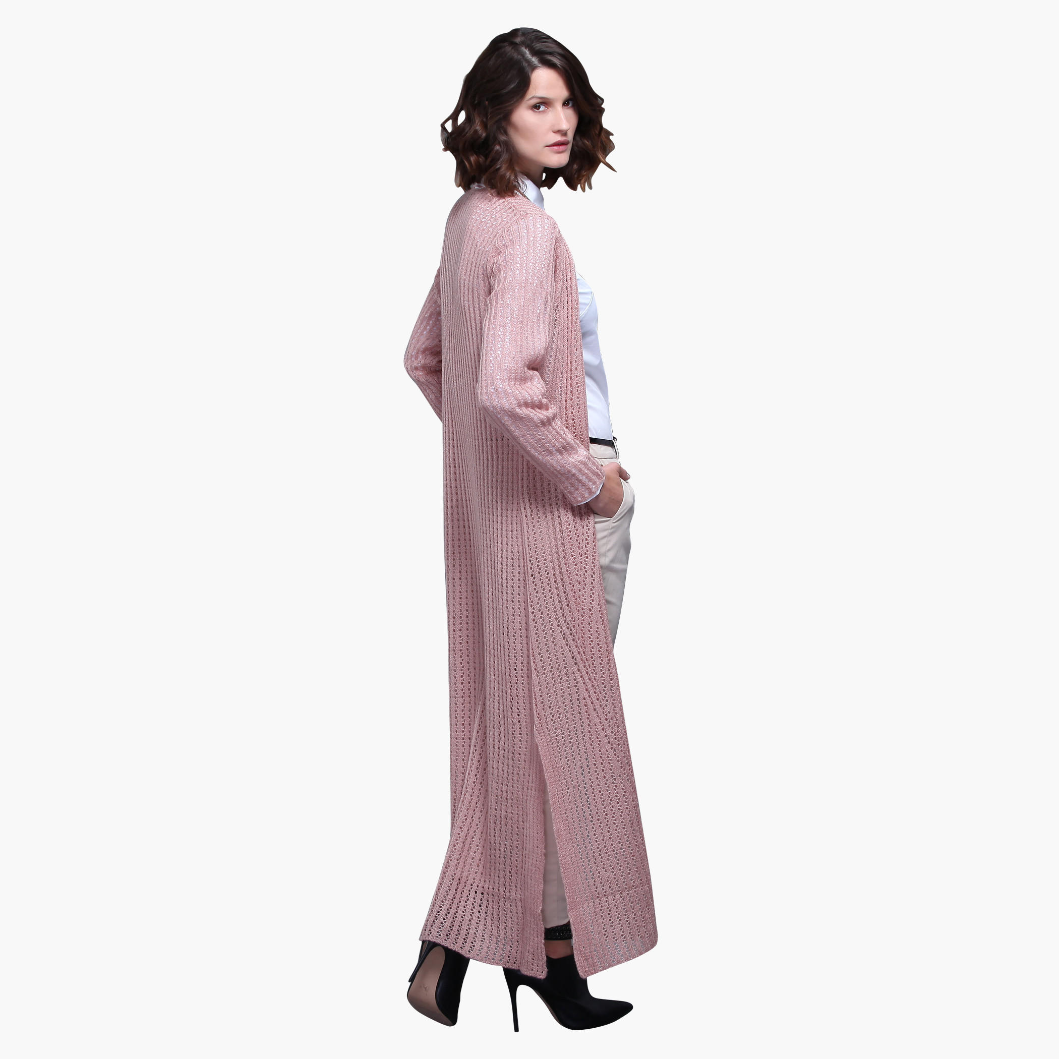 Long Sleeves Textured Open Front Shrug with Slits-women-winterwear-cardigansandjumpers-cardigans-image-13