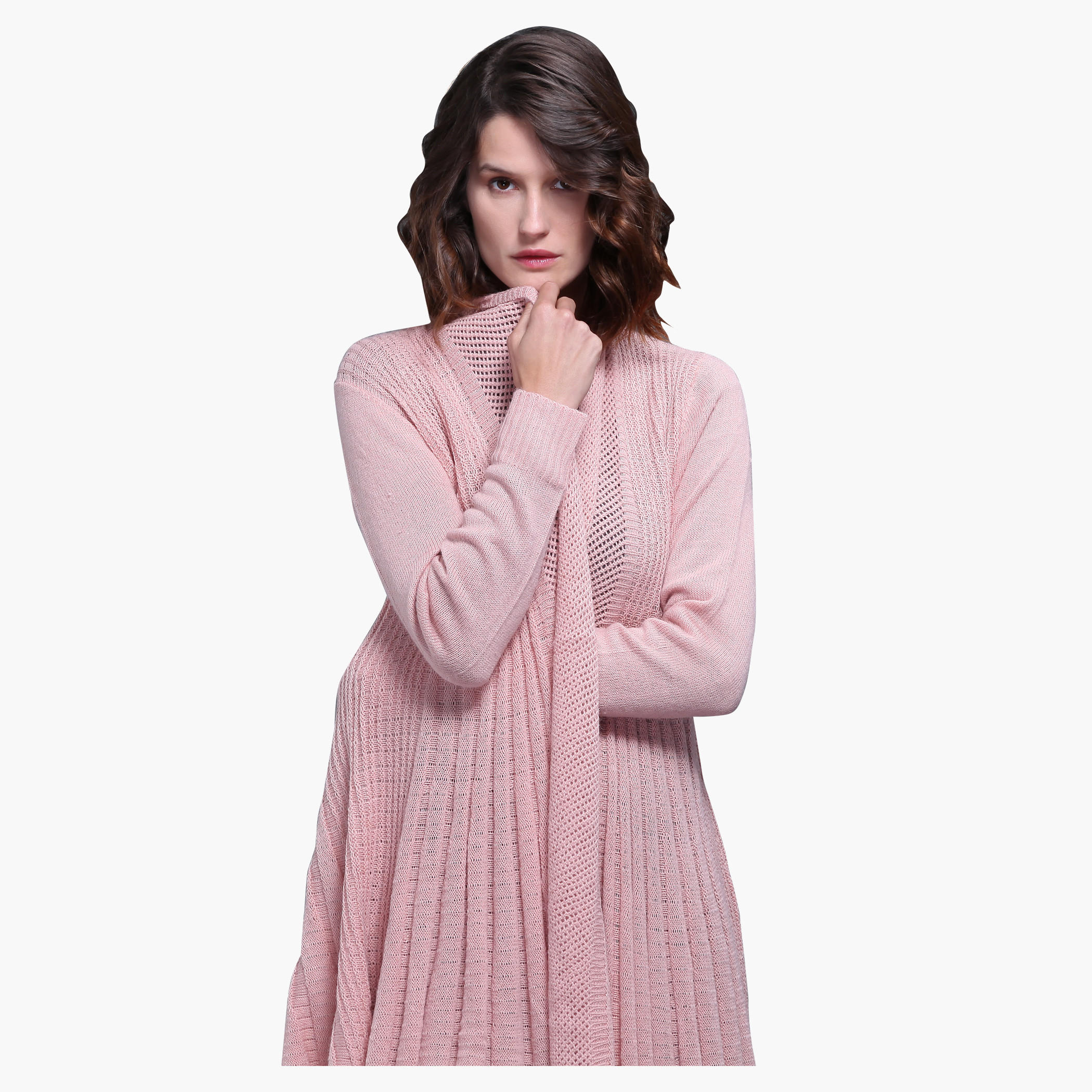 Long Sleeves Open Front Shrug with Back Pleats-women-winterwear-cardigansandjumpers-cardigans-image-4