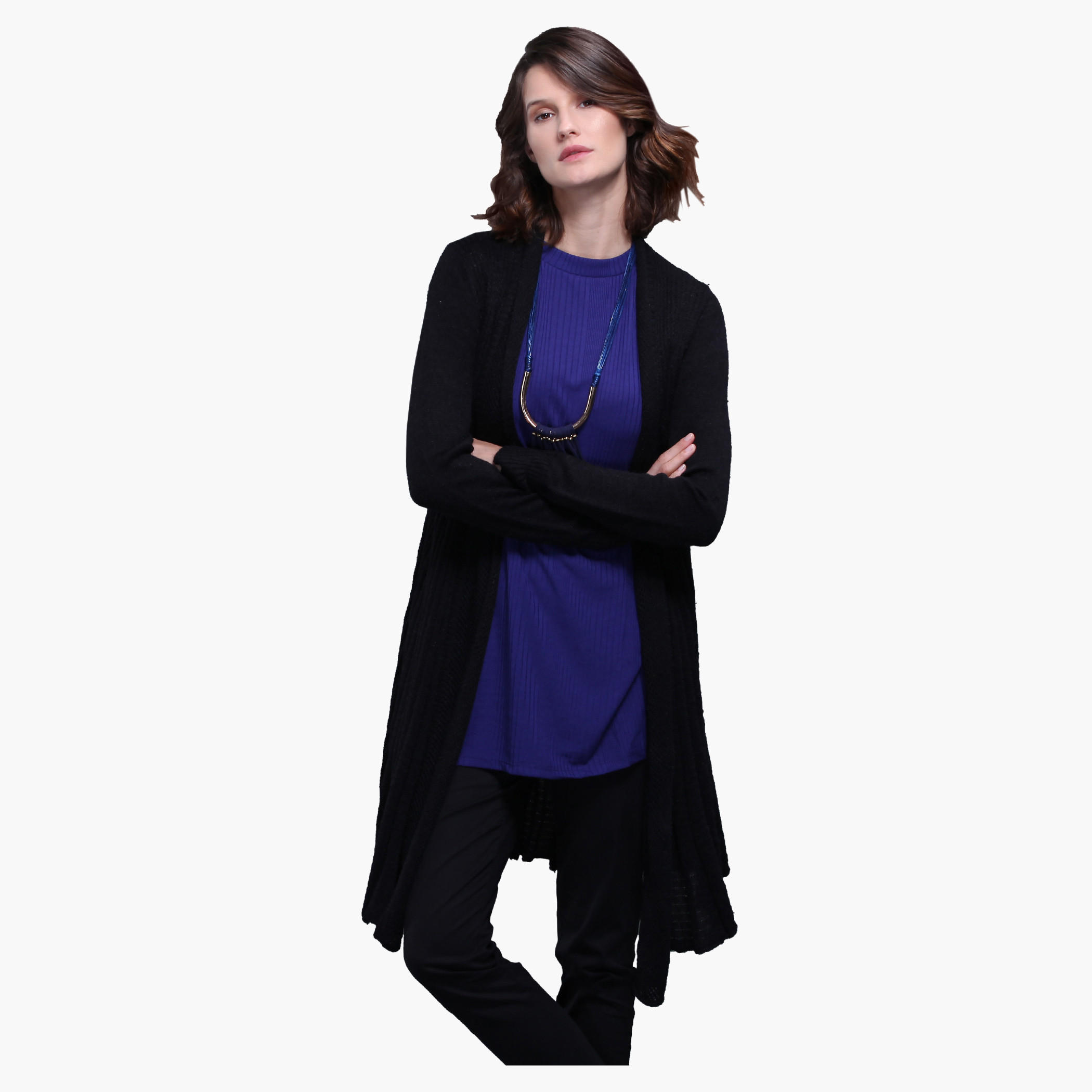 Long Sleeves Open Front Shrug with Back Pleats-women-winterwear-cardigansandjumpers-cardigans-image-5
