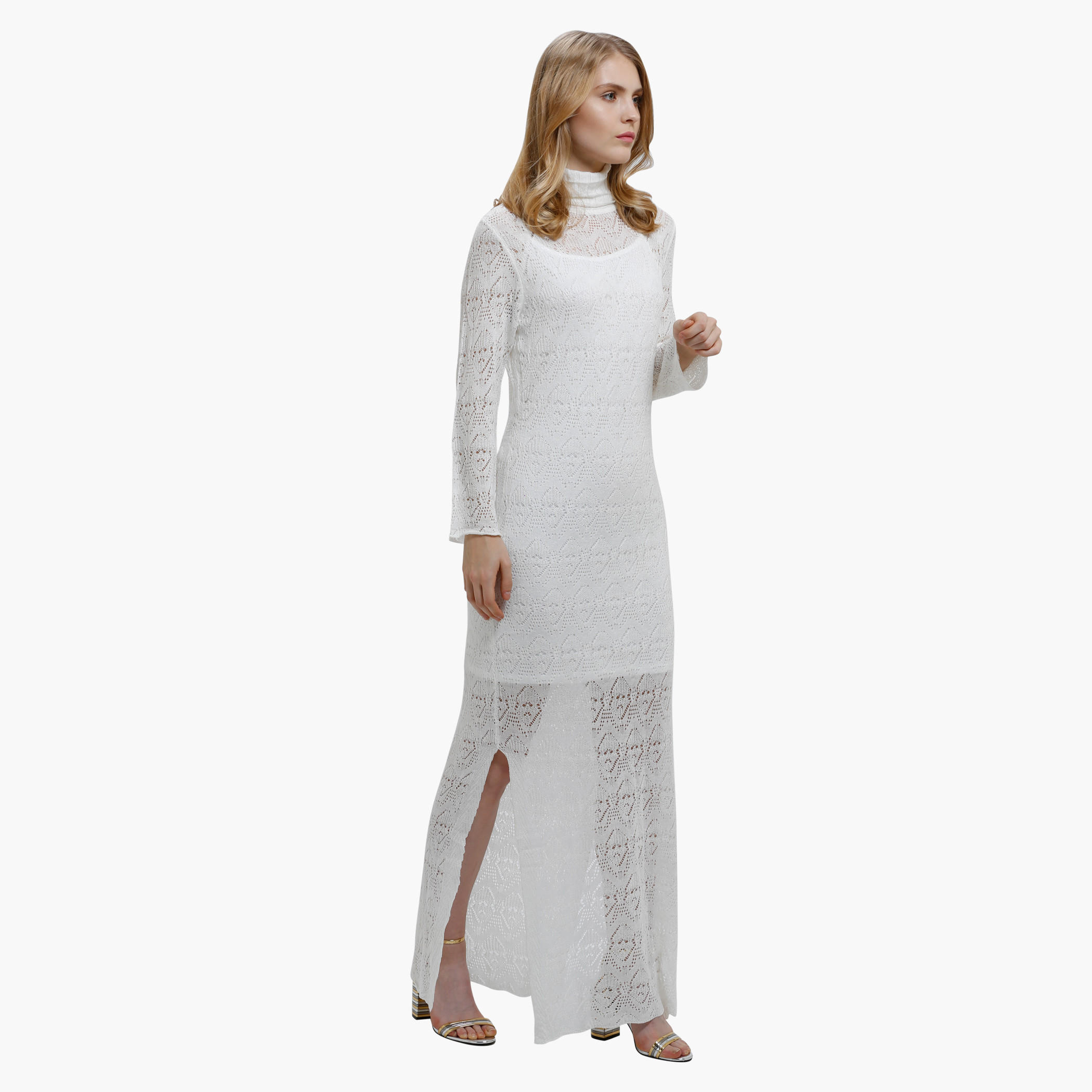 Knitted Long Sleeves Maxi Dress-women-clothing-dresses-image-2