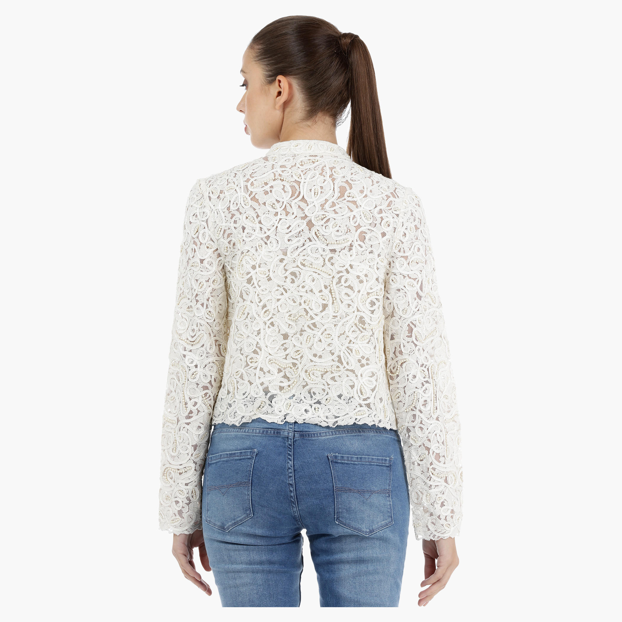 Embellished Lace Jacket with Long Sleeves-women-winterwear-coatsandjackets-jackets-image-2