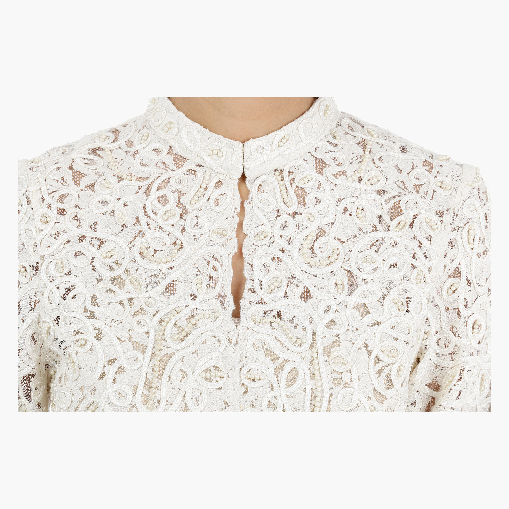 Embellished Lace Jacket with Long Sleeves-women-winterwear-coatsandjackets-jackets-image-4