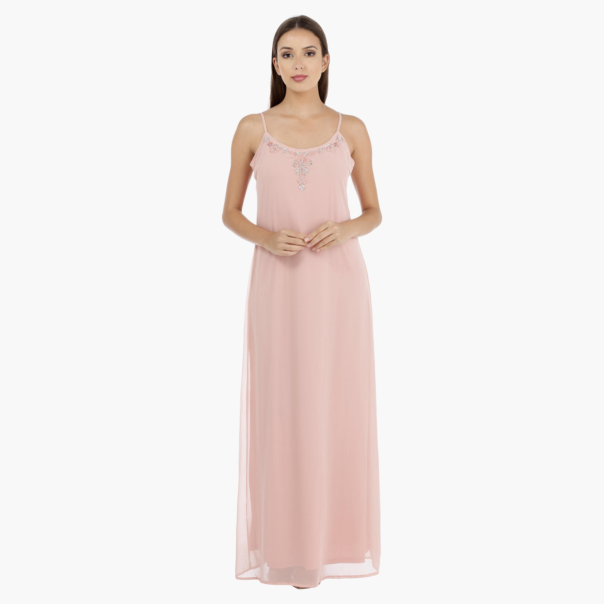 Sleeveless Maxi Dress with Bead Detailing-women-clothing-dresses-image-1