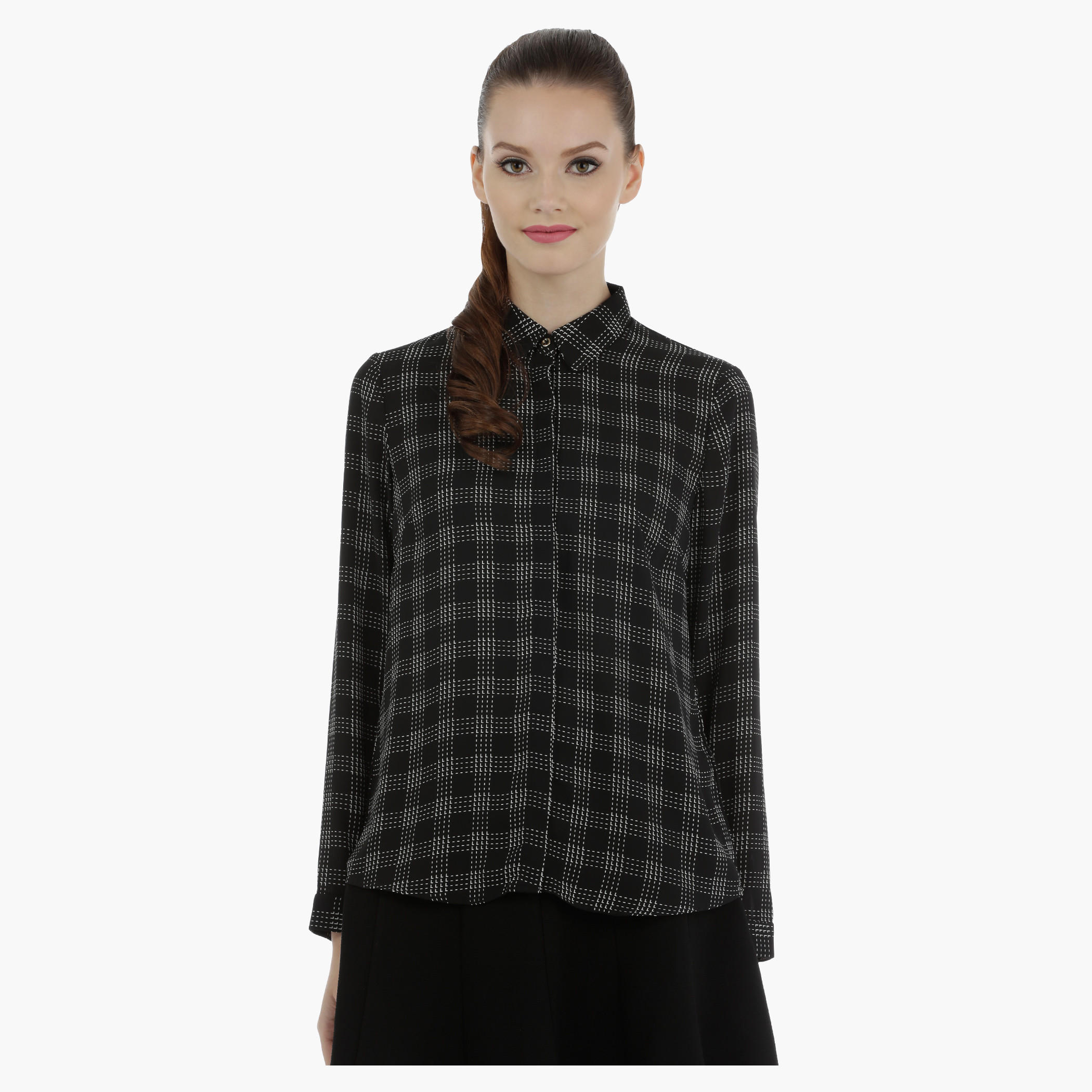 Chequered Shirt with Long Sleeves-women-clothing-shirtsandblouses-blouses-image-5