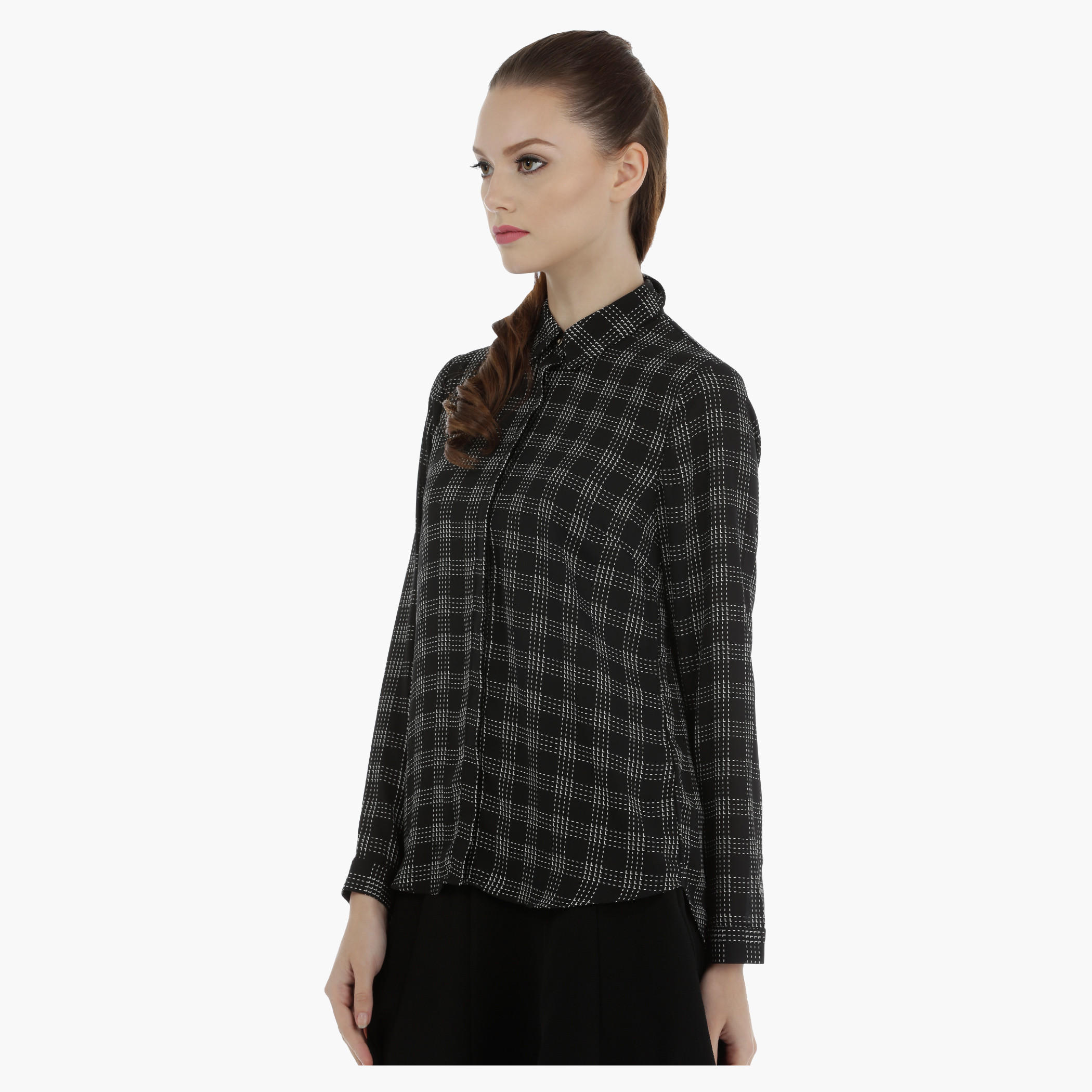 Chequered Shirt with Long Sleeves-women-clothing-shirtsandblouses-blouses-image-3