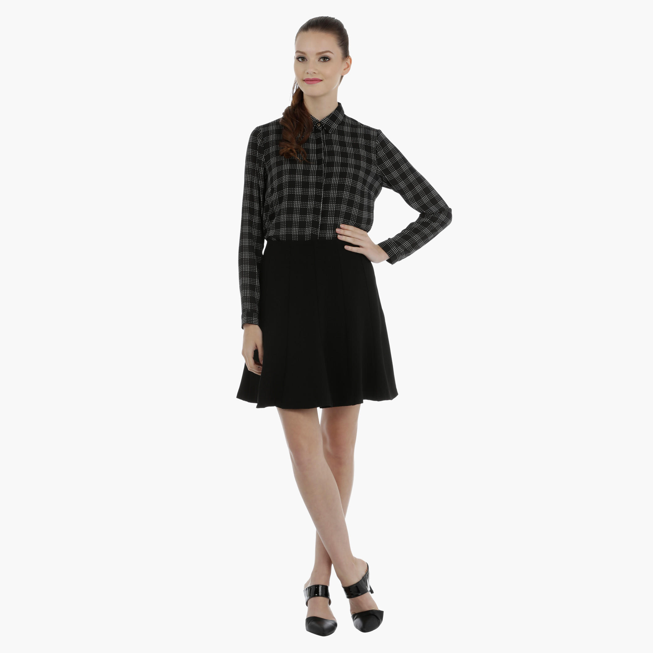 Chequered Shirt with Long Sleeves-women-clothing-shirtsandblouses-blouses-image-1