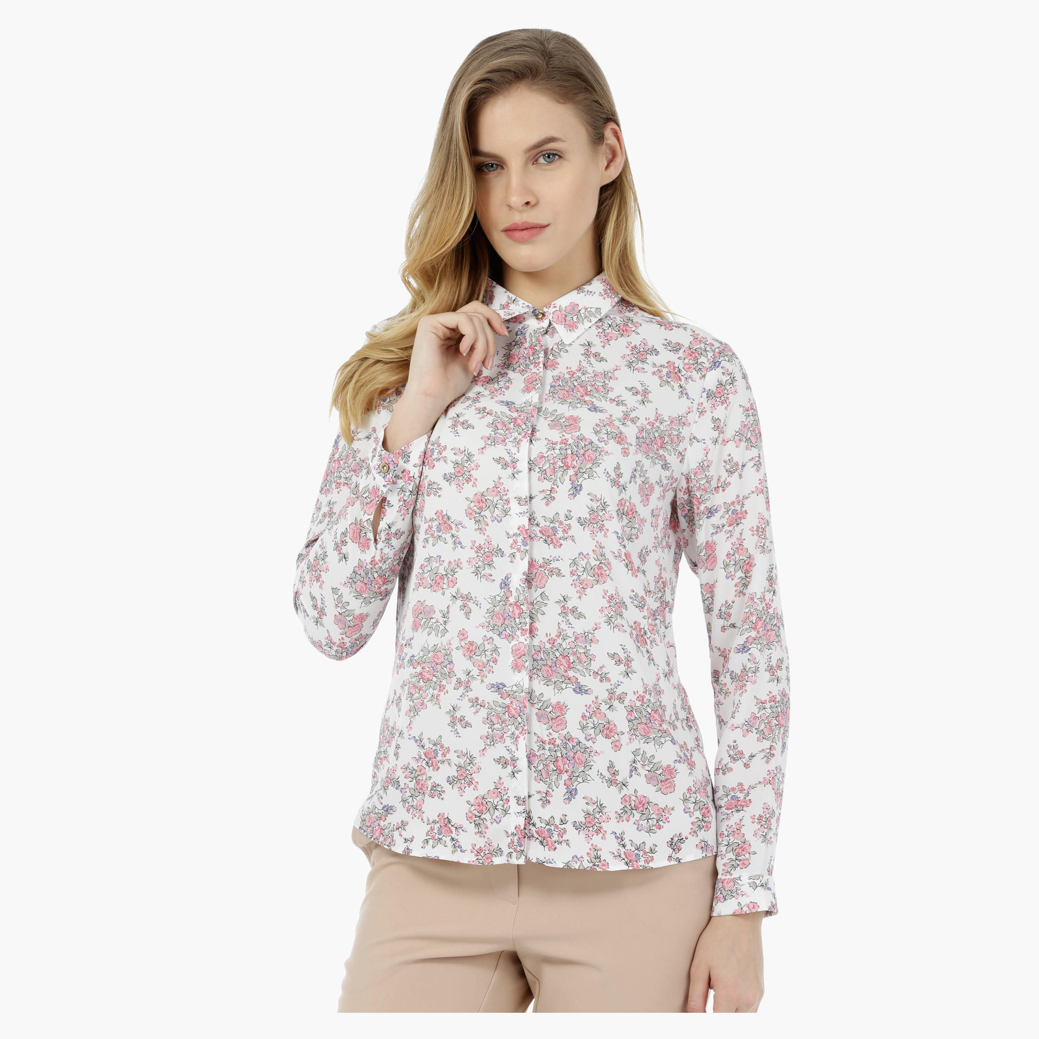 Basic Floral Print Full-sleeved Shirt-women-clothing-shirtsandblouses-blouses-image-1